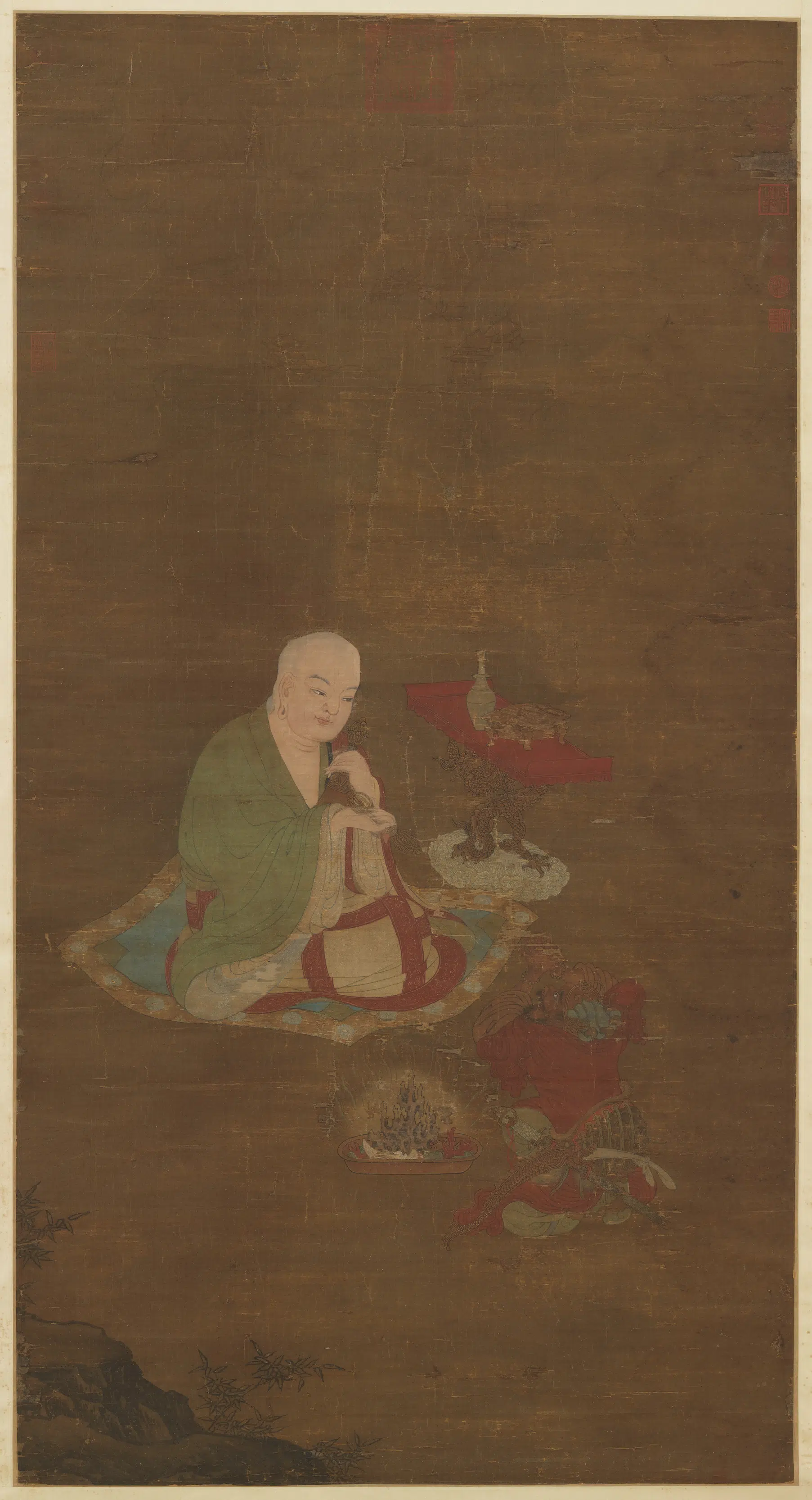 南宋【赵伯驹】《画海神听讲图轴》
