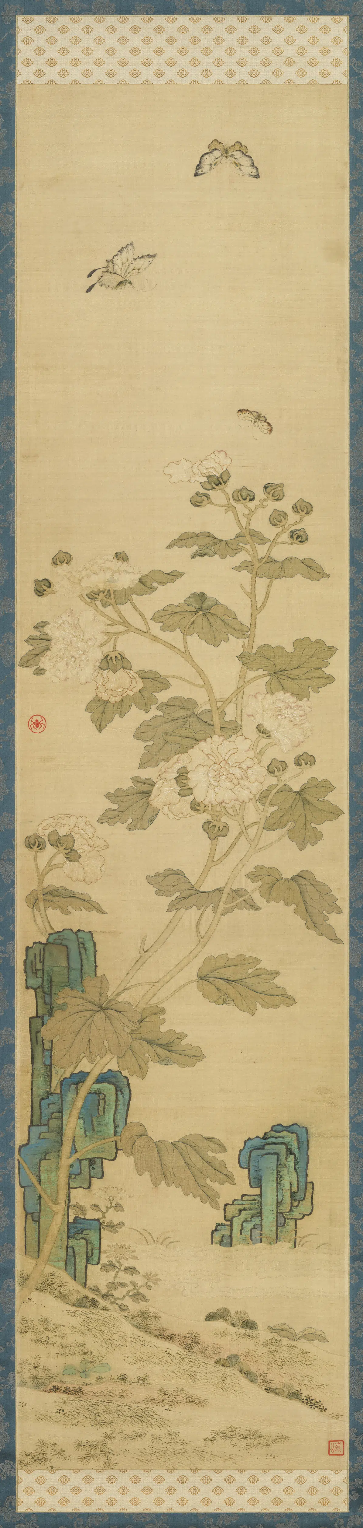 清代【爱新觉罗弘历-乾隆-清高宗】《乾隆缂丝花卉挂屏（二）图轴》