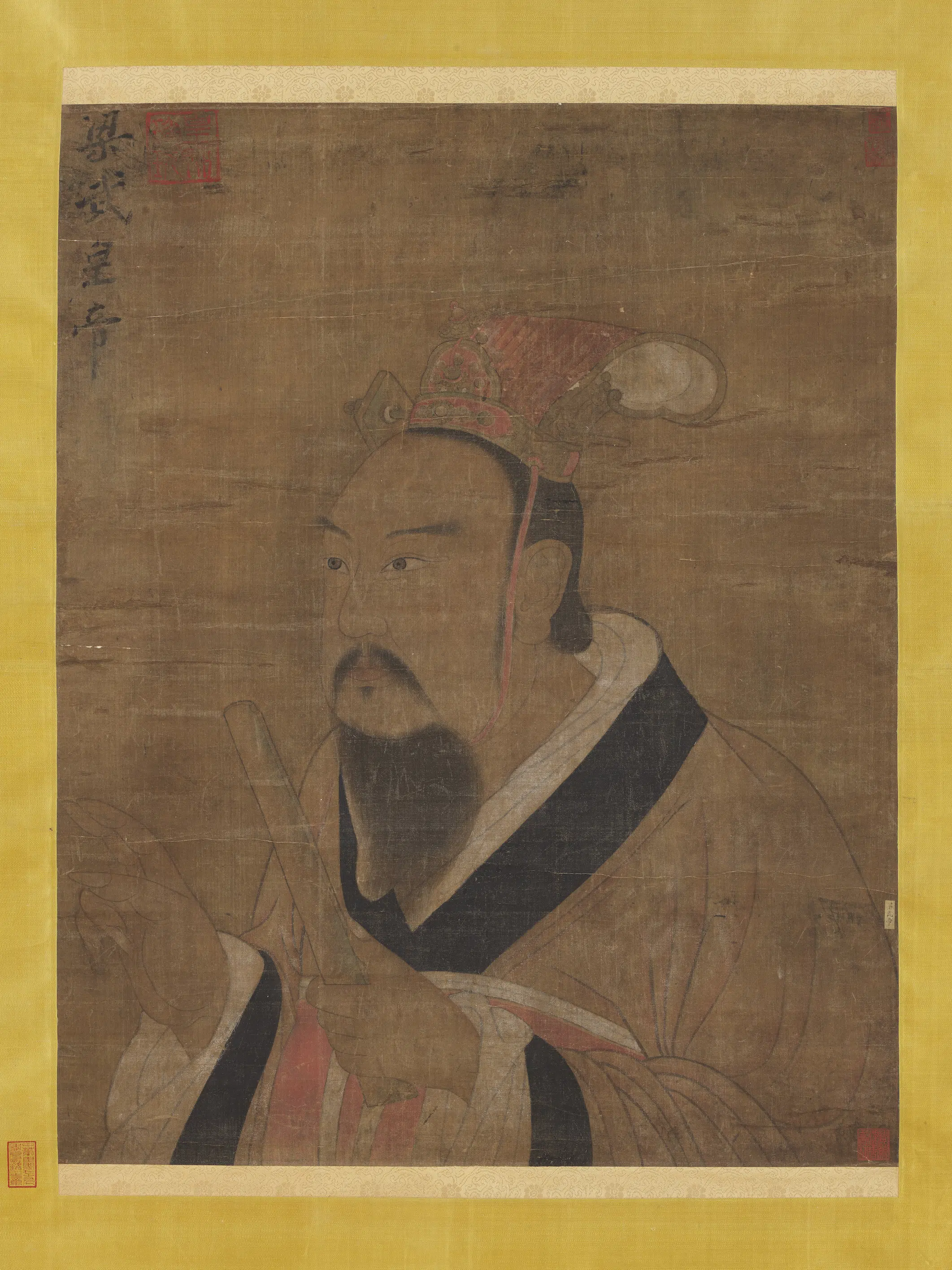 清朝【佚名】《梁武帝半身像图轴》