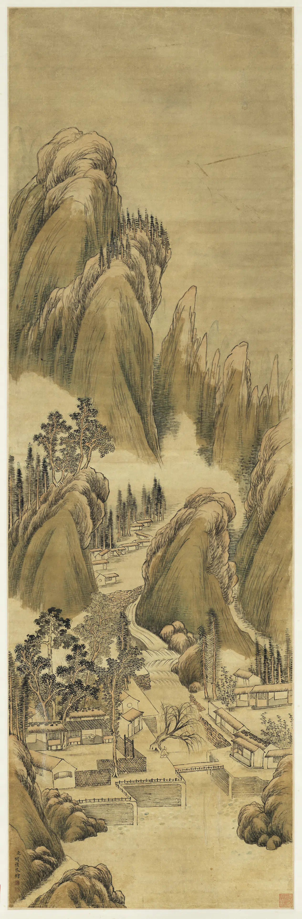 清代【胡桂】《溪山垂钓图轴》 第1张 清代【胡桂】《溪山垂钓图轴》 第1张