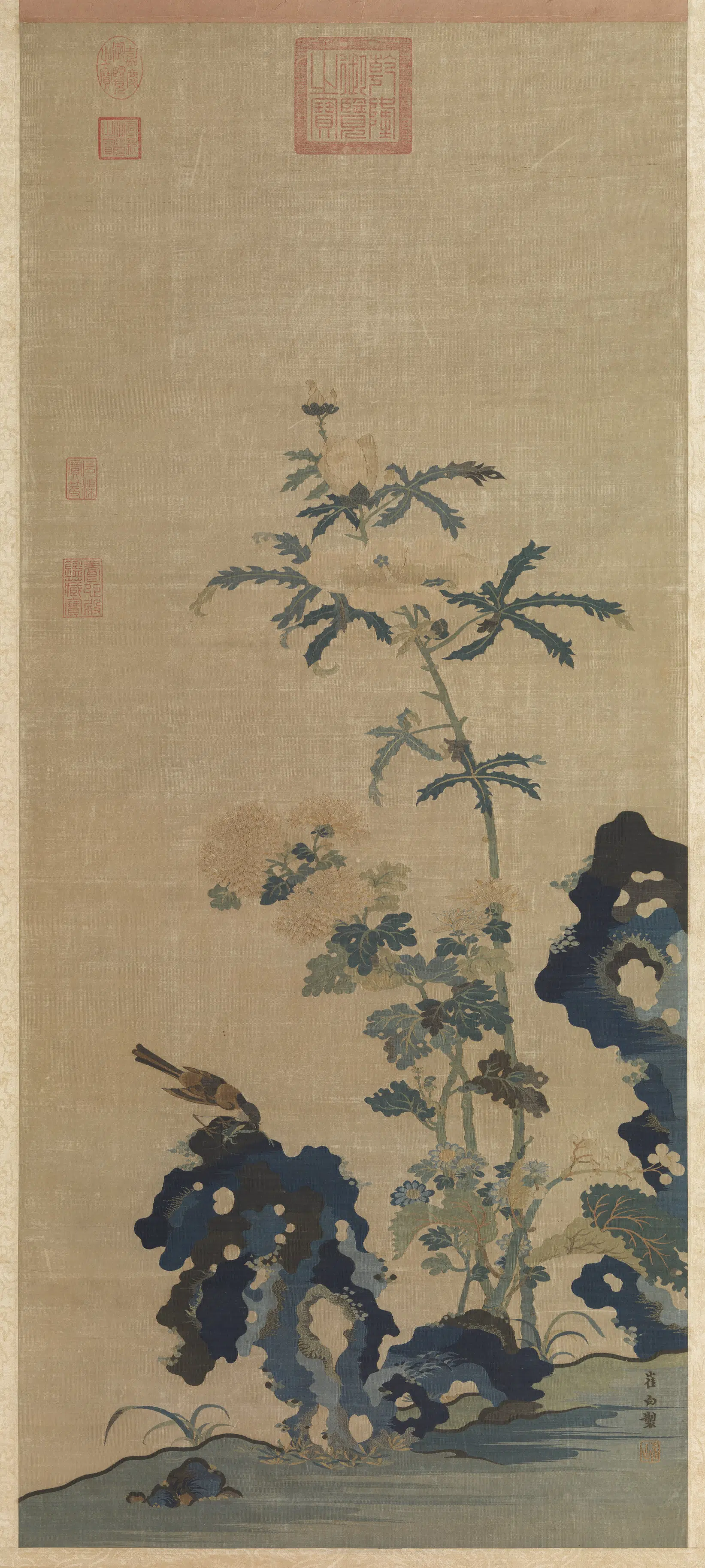 北宋【崔白】《织崔白花卉图轴》