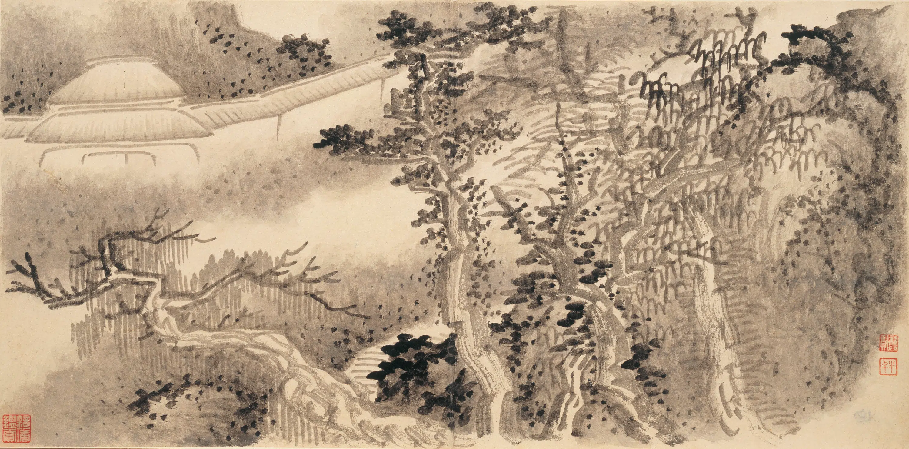 清代【龚贤】《山水八段图卷》 第5张 清代【龚贤】《山水八段图卷》 第5张