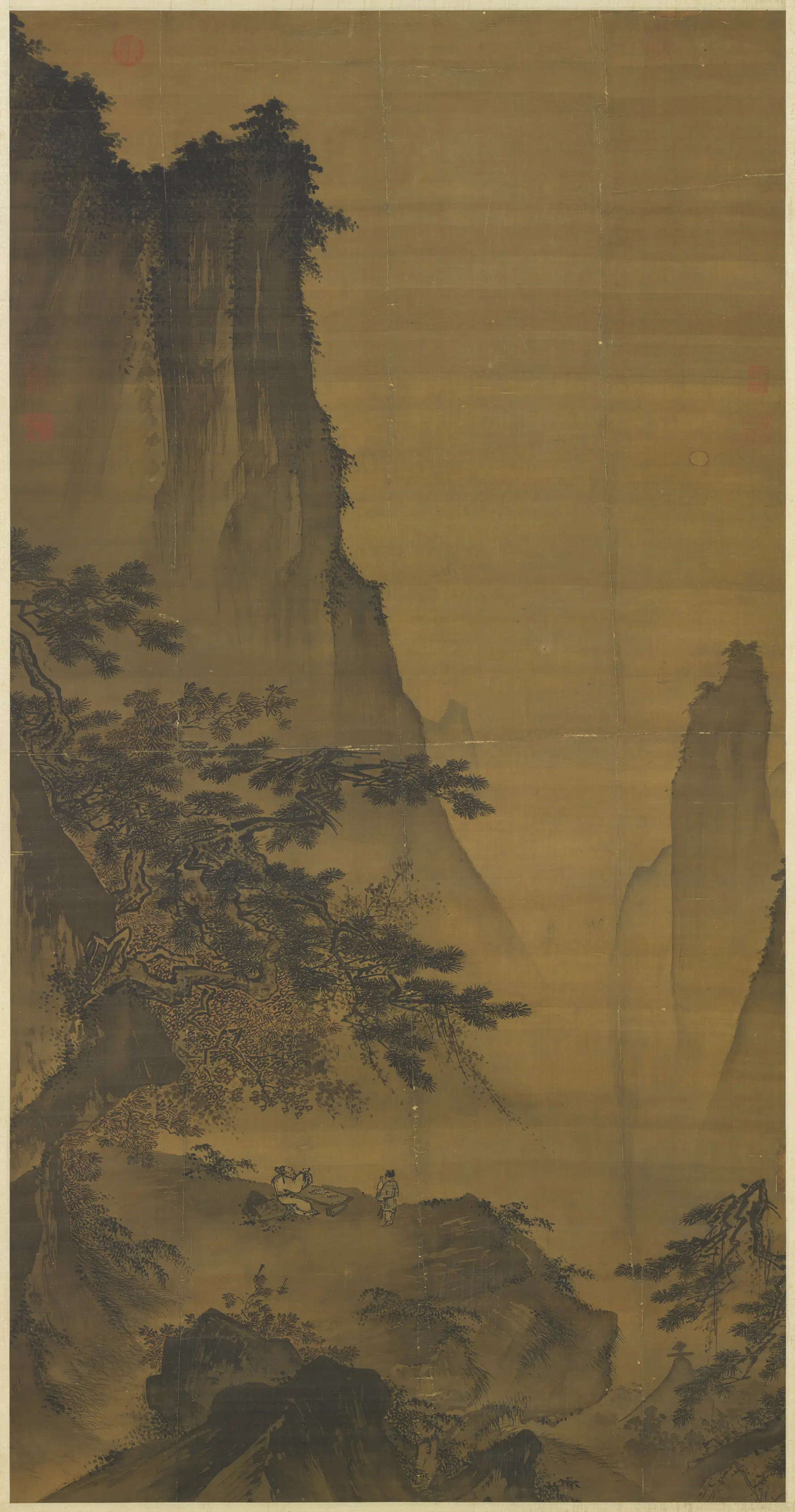 南宋【马远】《对月图轴》