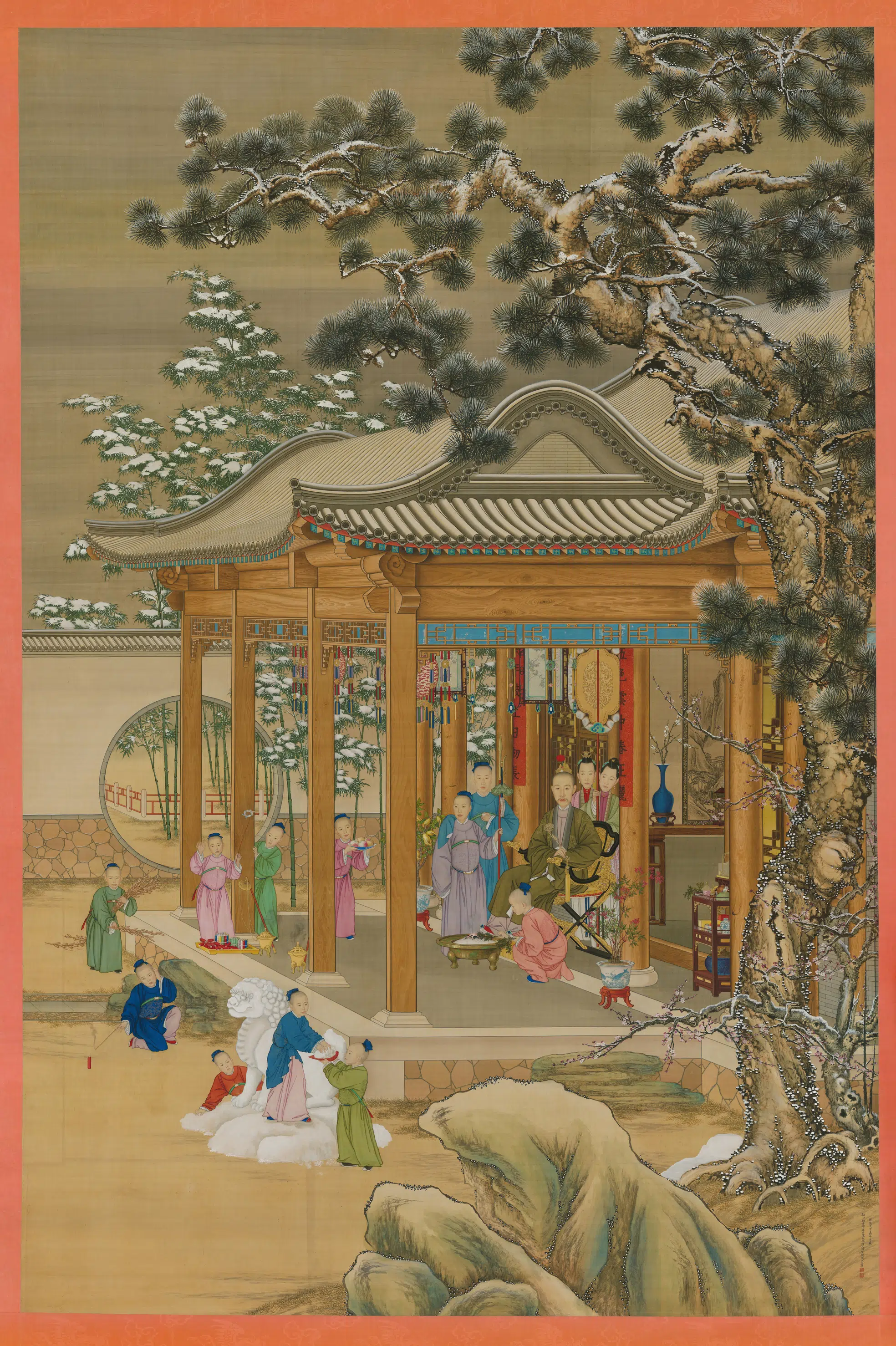 清代【郎世宁】《弘历雪景行乐图》