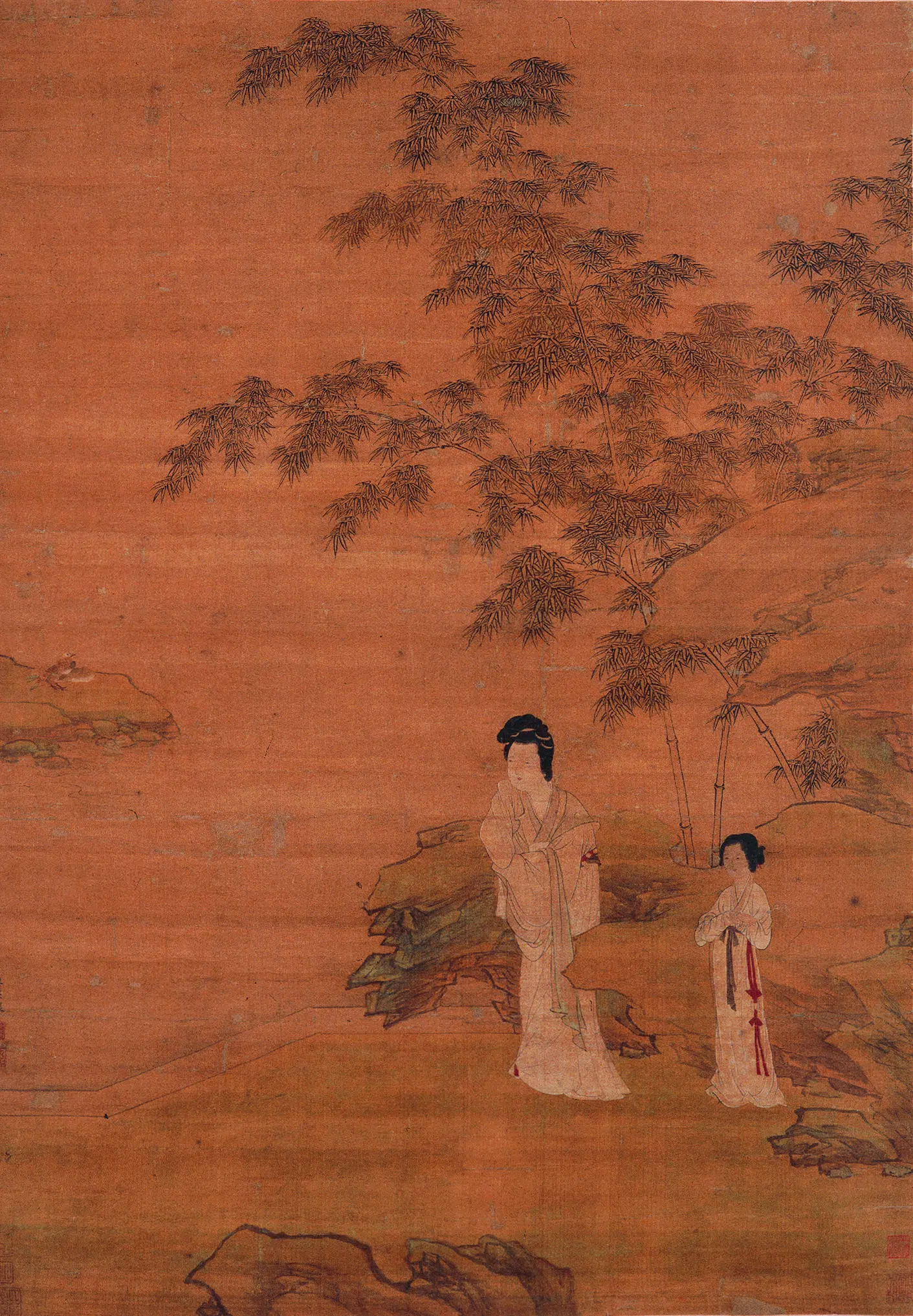 明朝【仇英】《修竹仕女图轴》