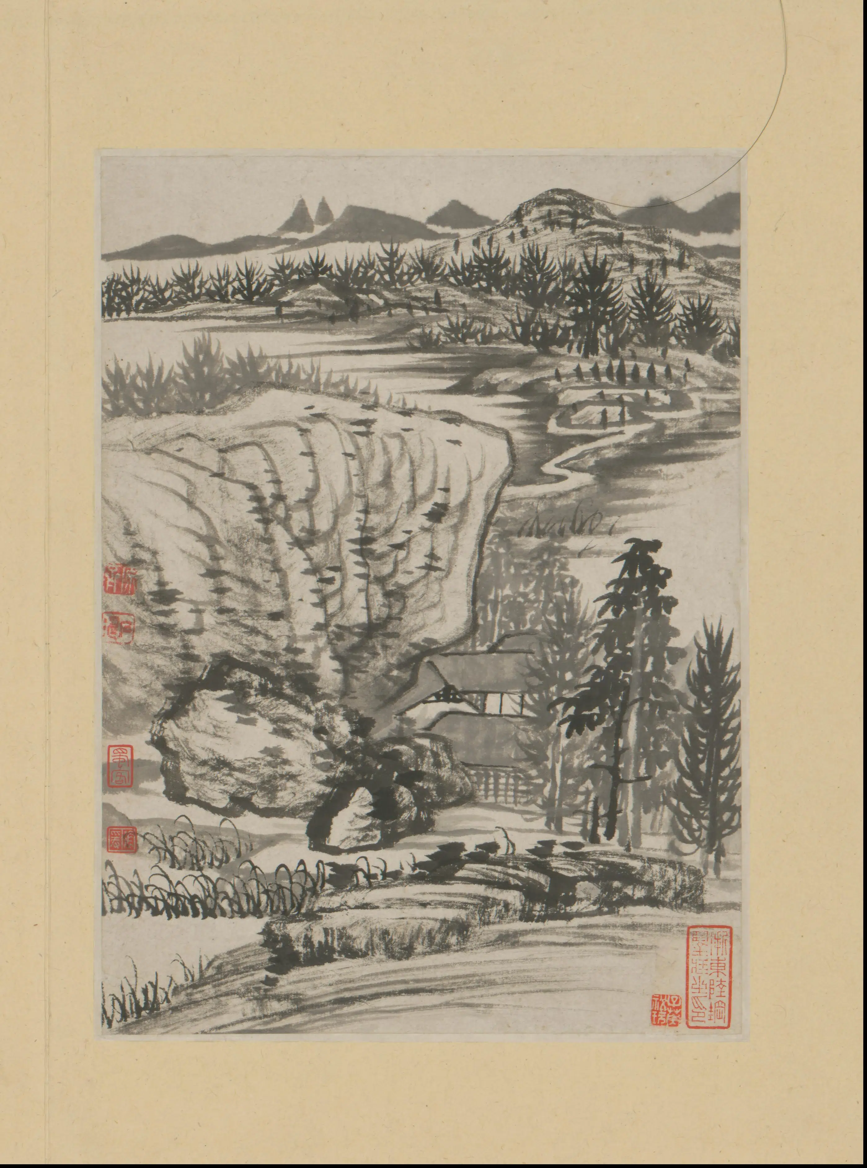 清代【石涛】《金山龙游寺诗意册（13开）》