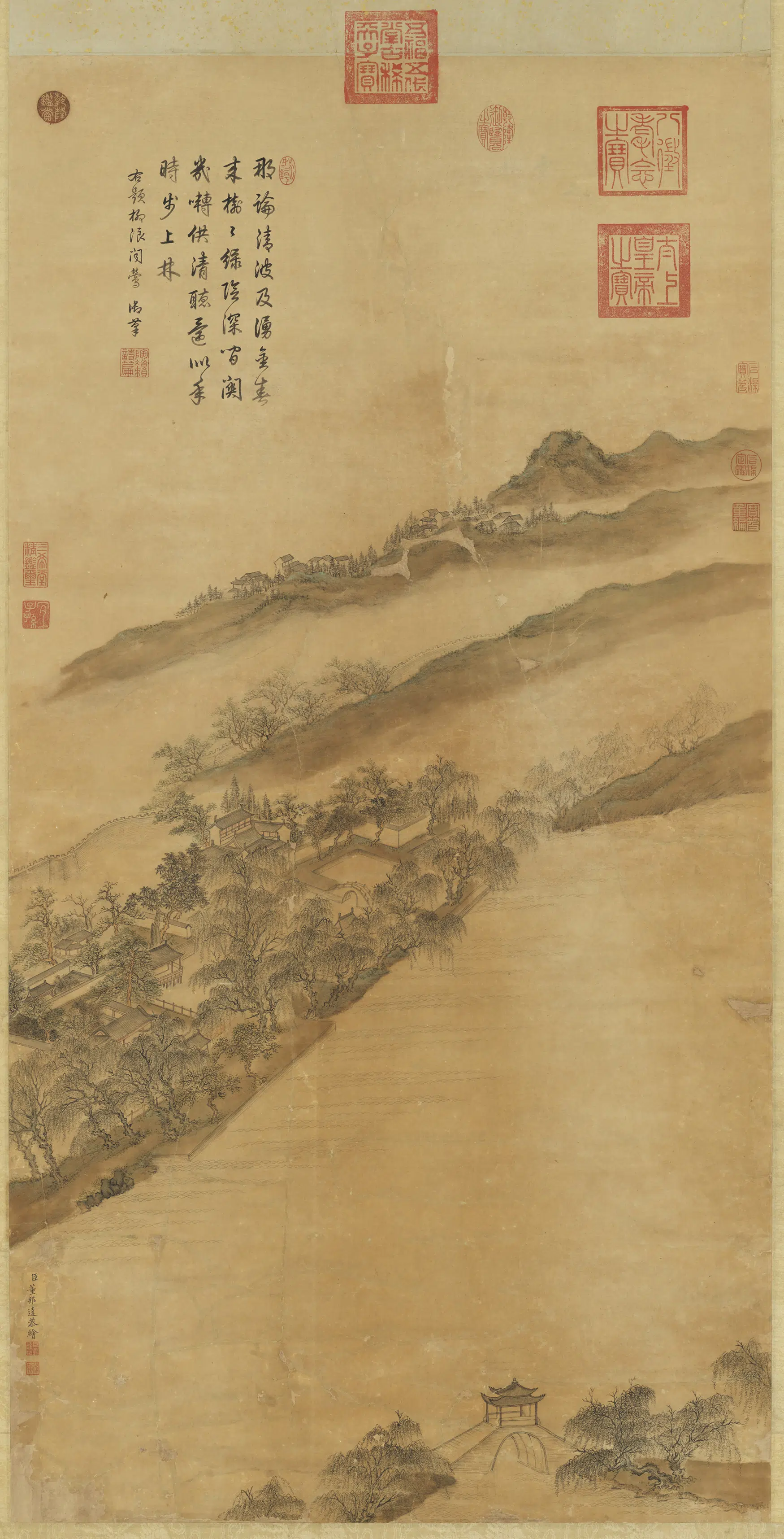 清代【董邦达】《柳浪闻莺图轴》