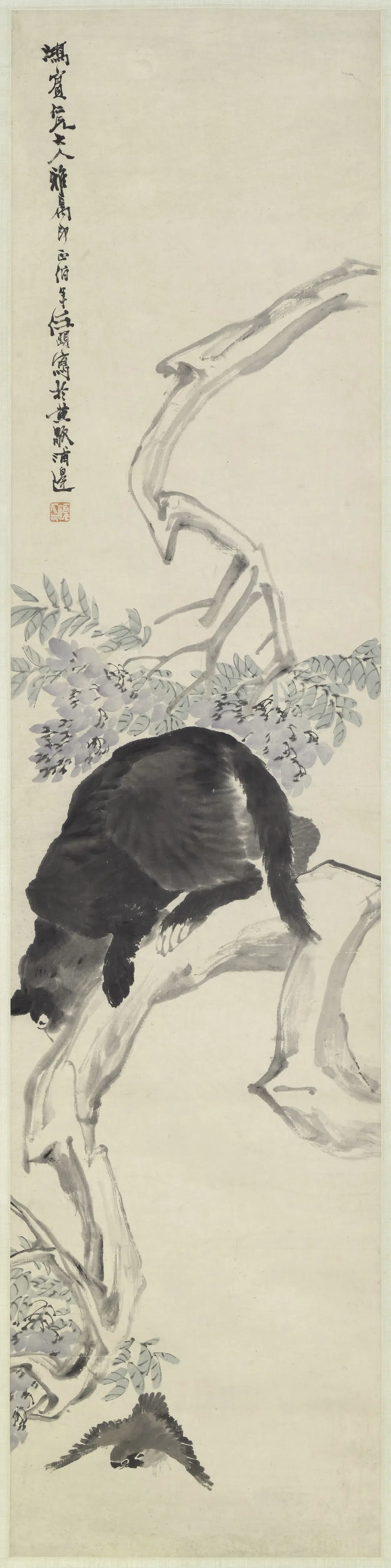 清代【任伯年（任颐）】《猫雀图轴-2》