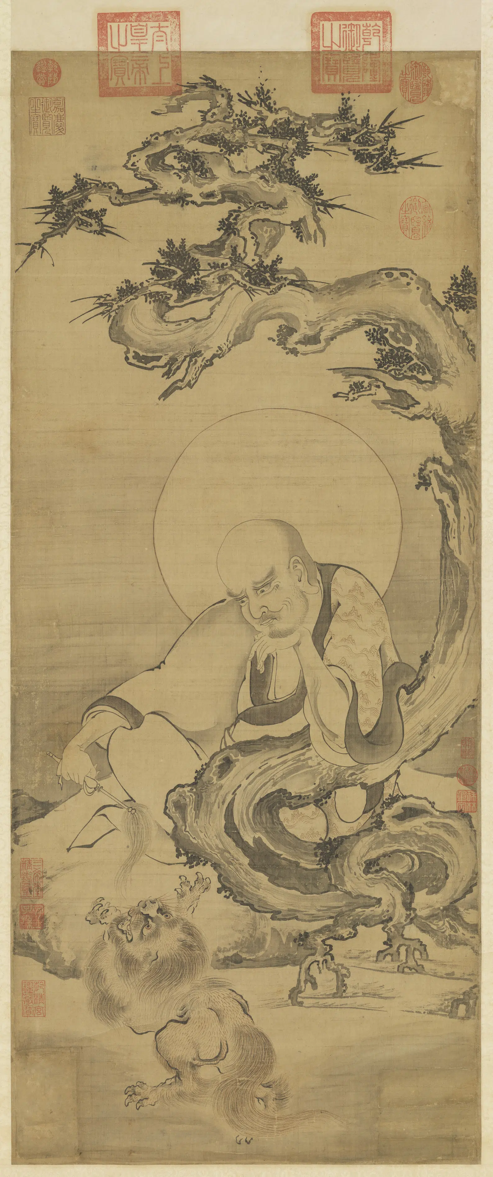 元代《元人画第六拔哈达喇尊者图轴》
