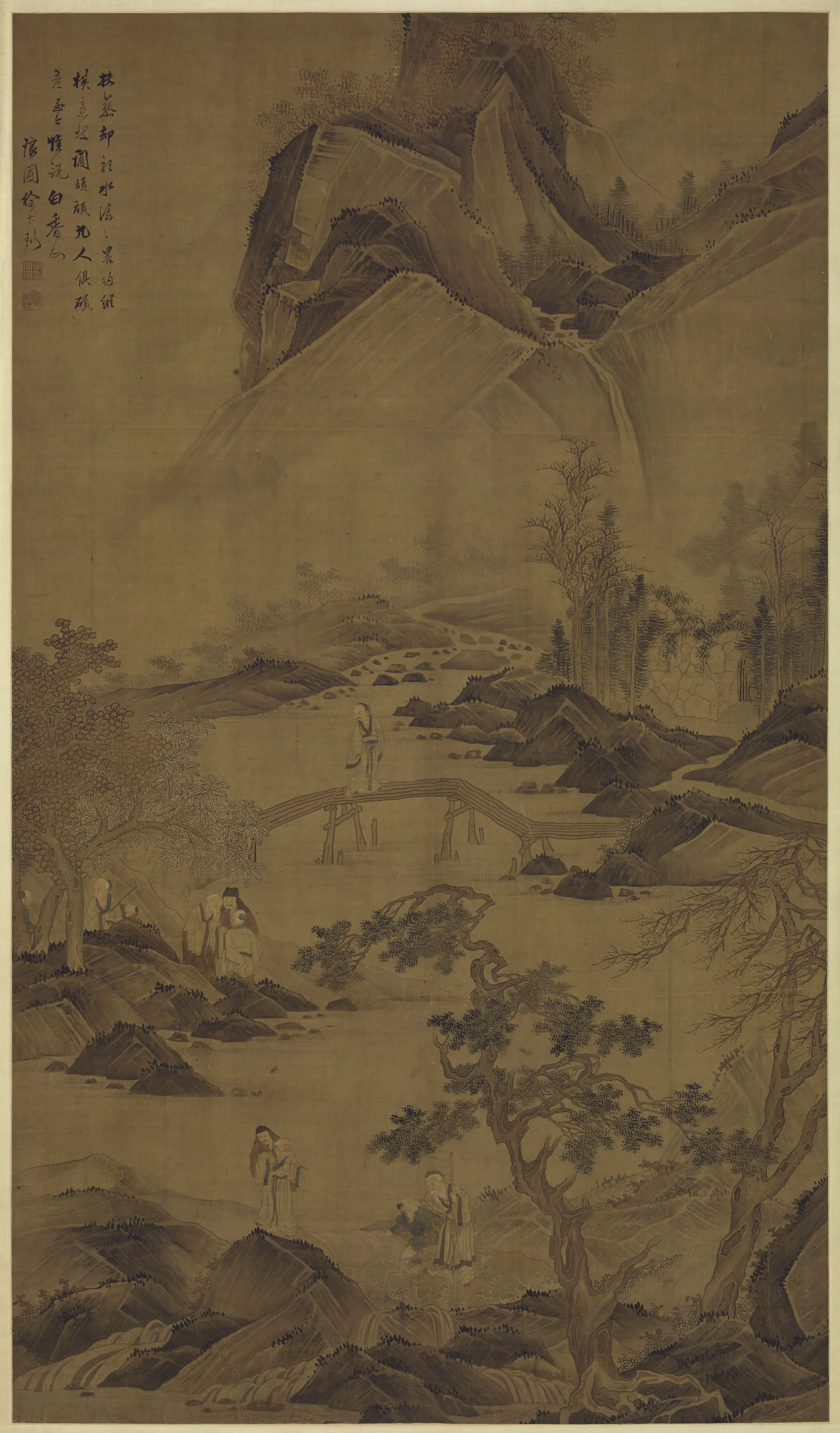 清代【徐大珩】《九老图轴》