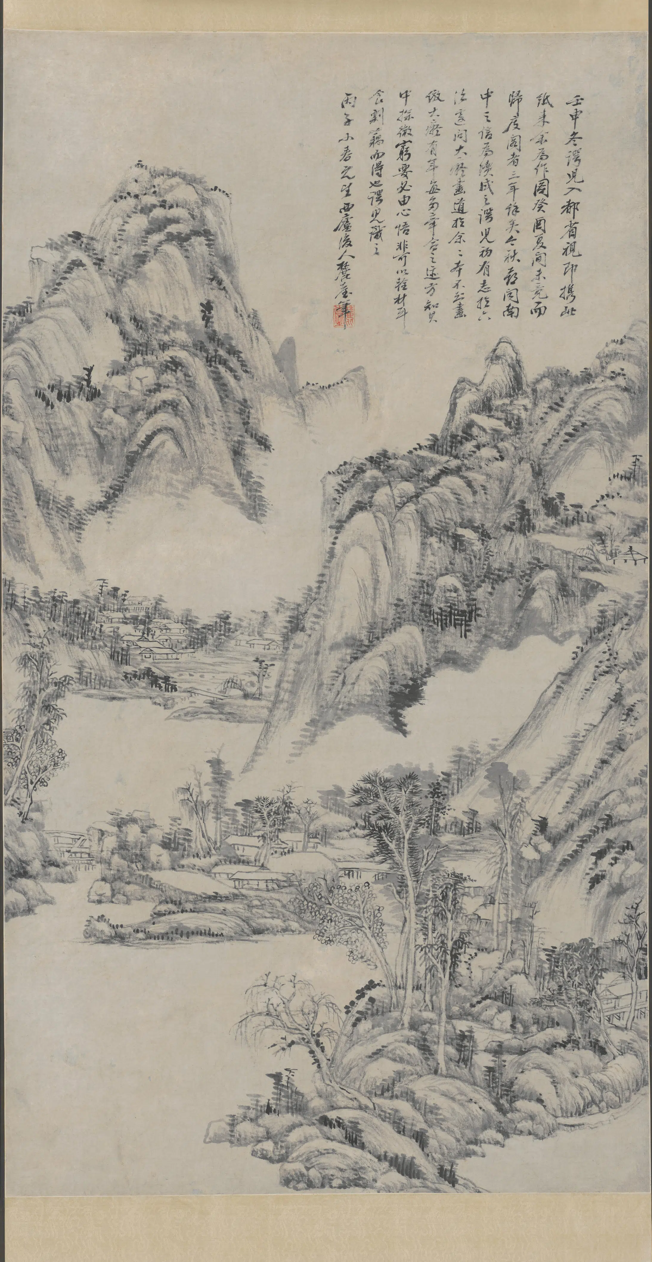 清代【王原祁】《仿大痴山水轴》