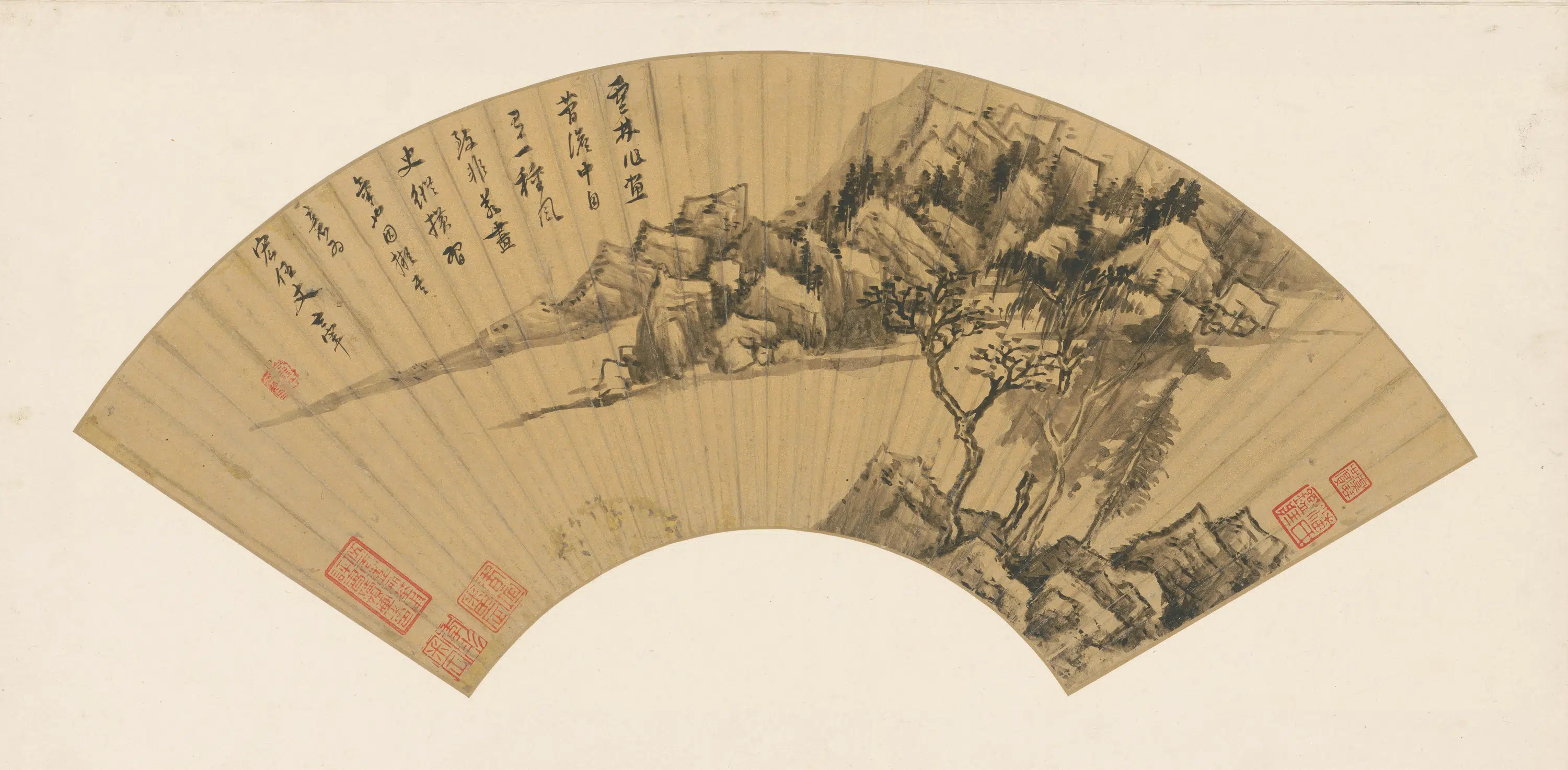 明朝【董其昌】《仿倪山水图扇页》