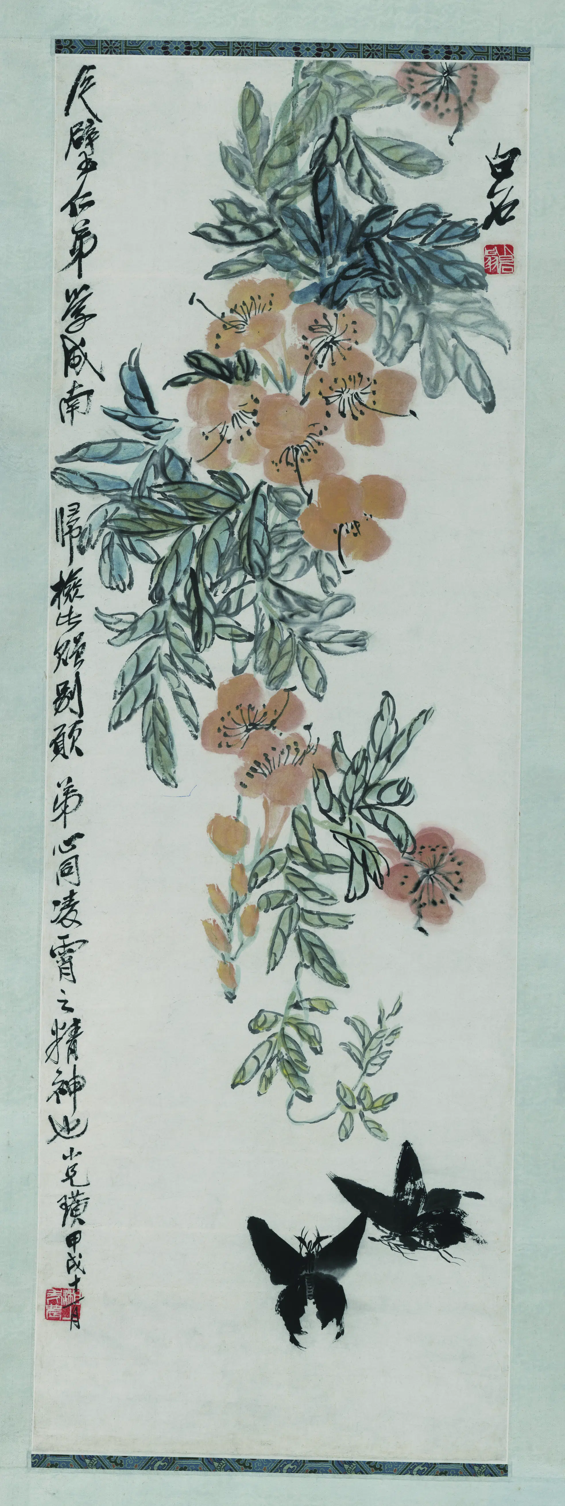 近现代【齐白石】《黄花双蝶》