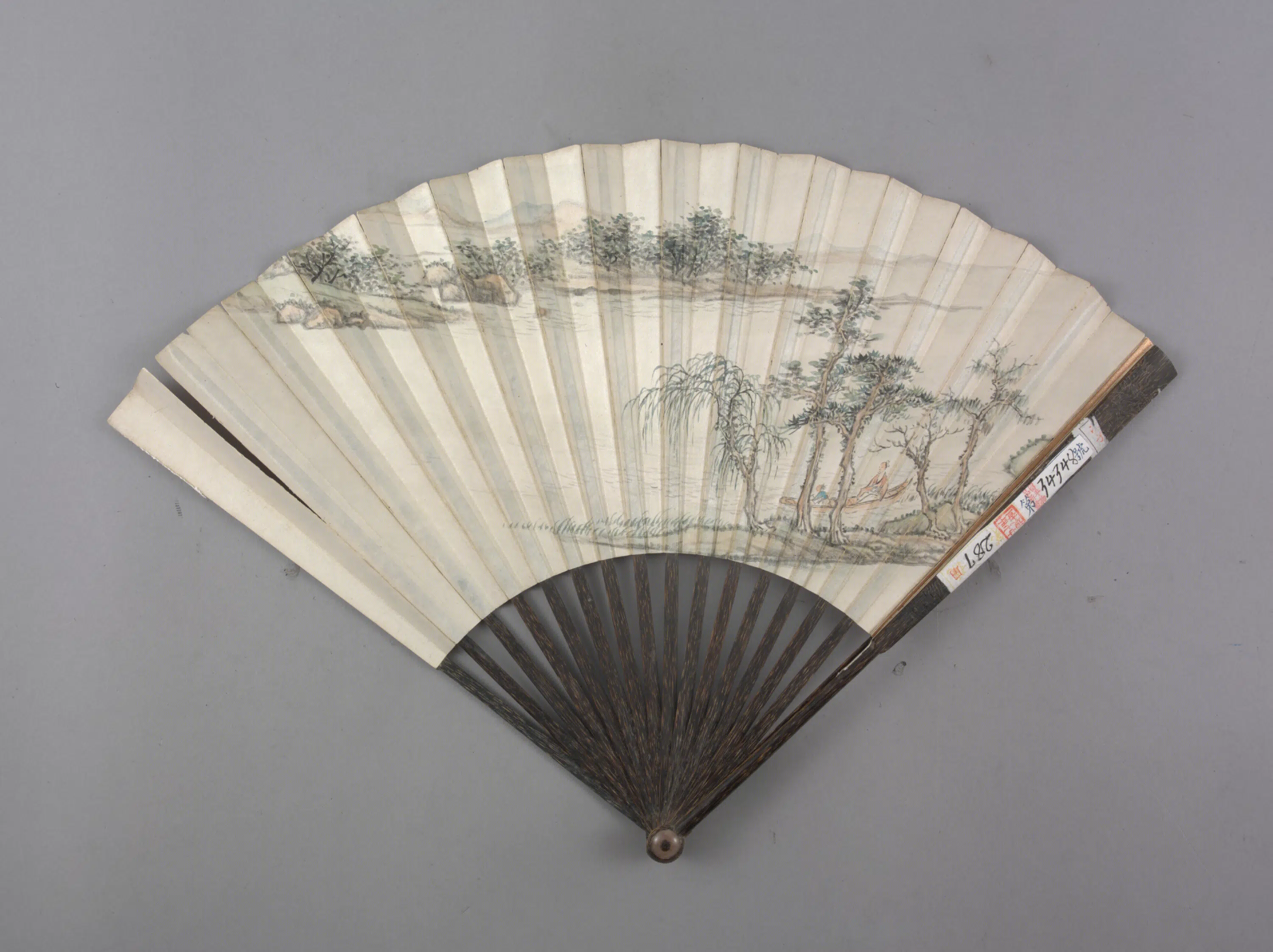 清代【钱维城】《画山水王际华书晓晴泛舟西湖作诗成扇》