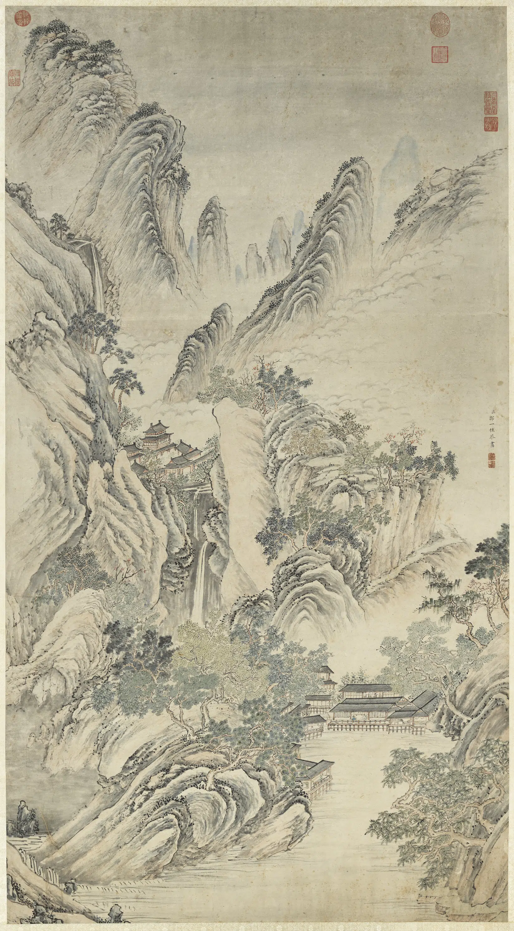 清代【邹一桂】《画水阁延宾图轴》