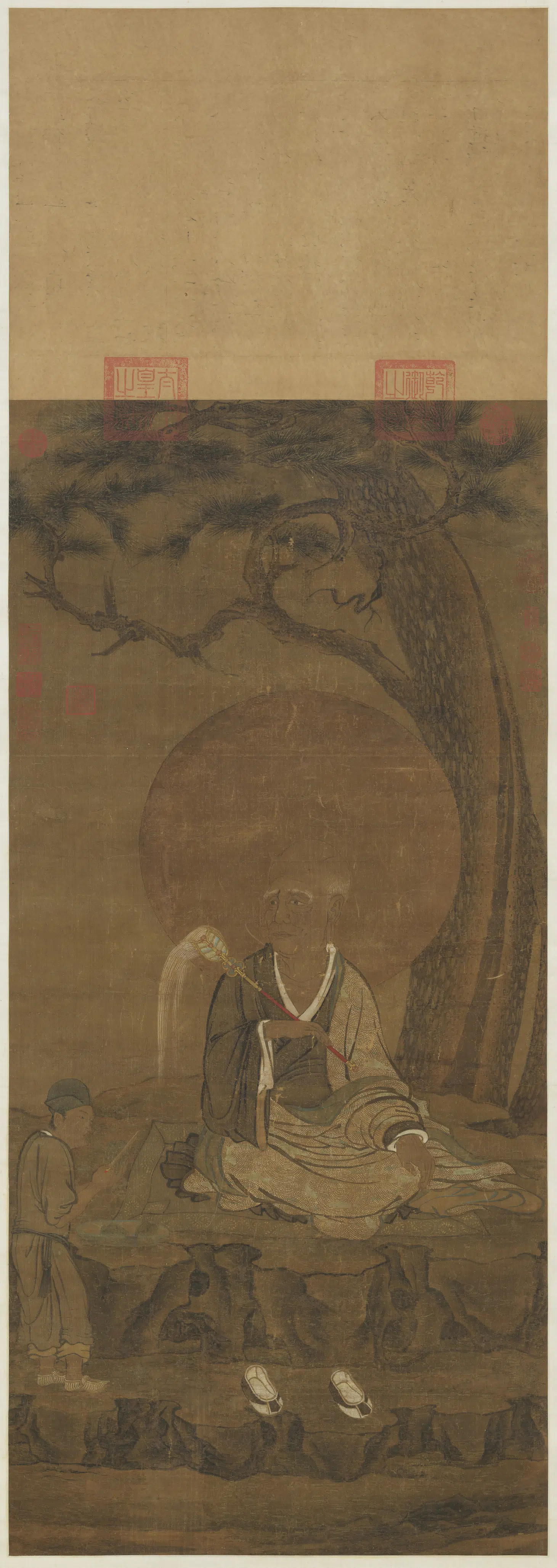 宋代《宋人画十六尊者（十）图轴》