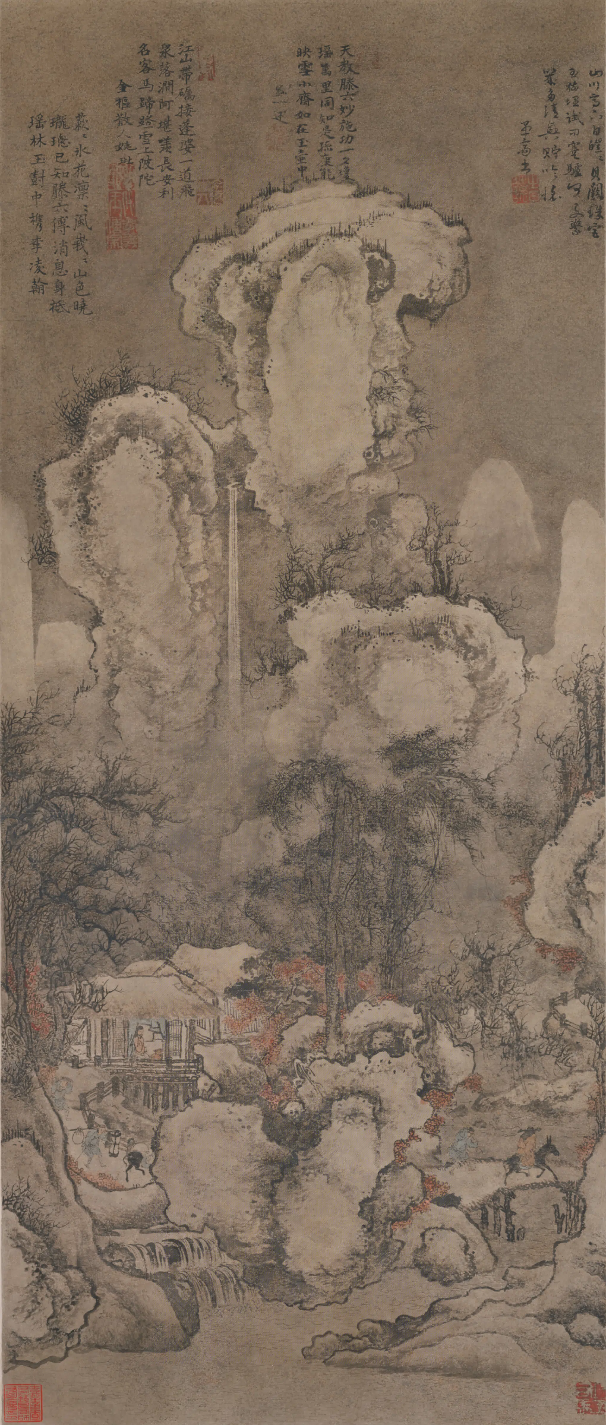 元朝【元人】《画瑶岑玉树图轴》 第1张