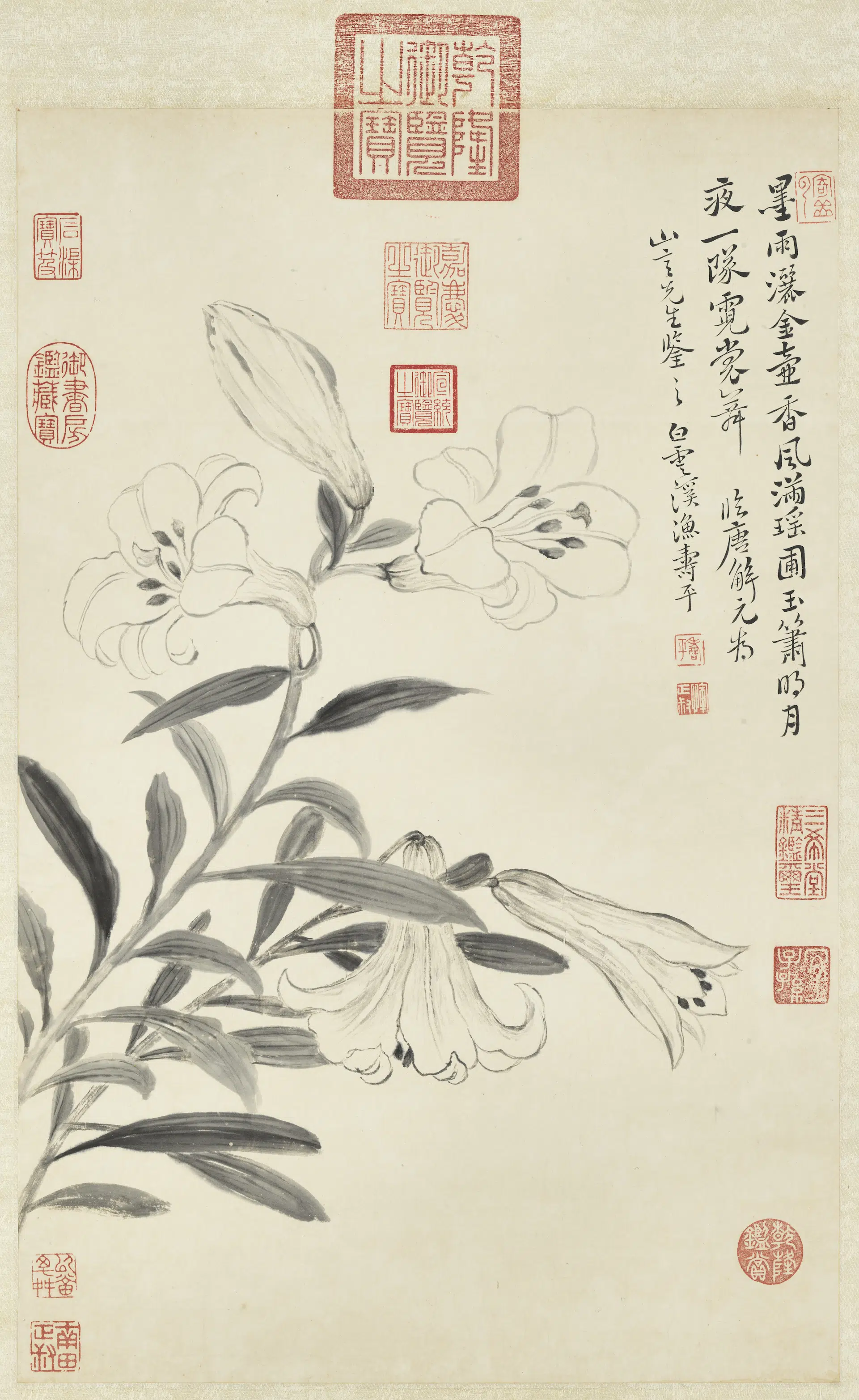 清代【恽寿平】《百合图轴》 第1张 清代【恽寿平】《百合图轴》 第1张