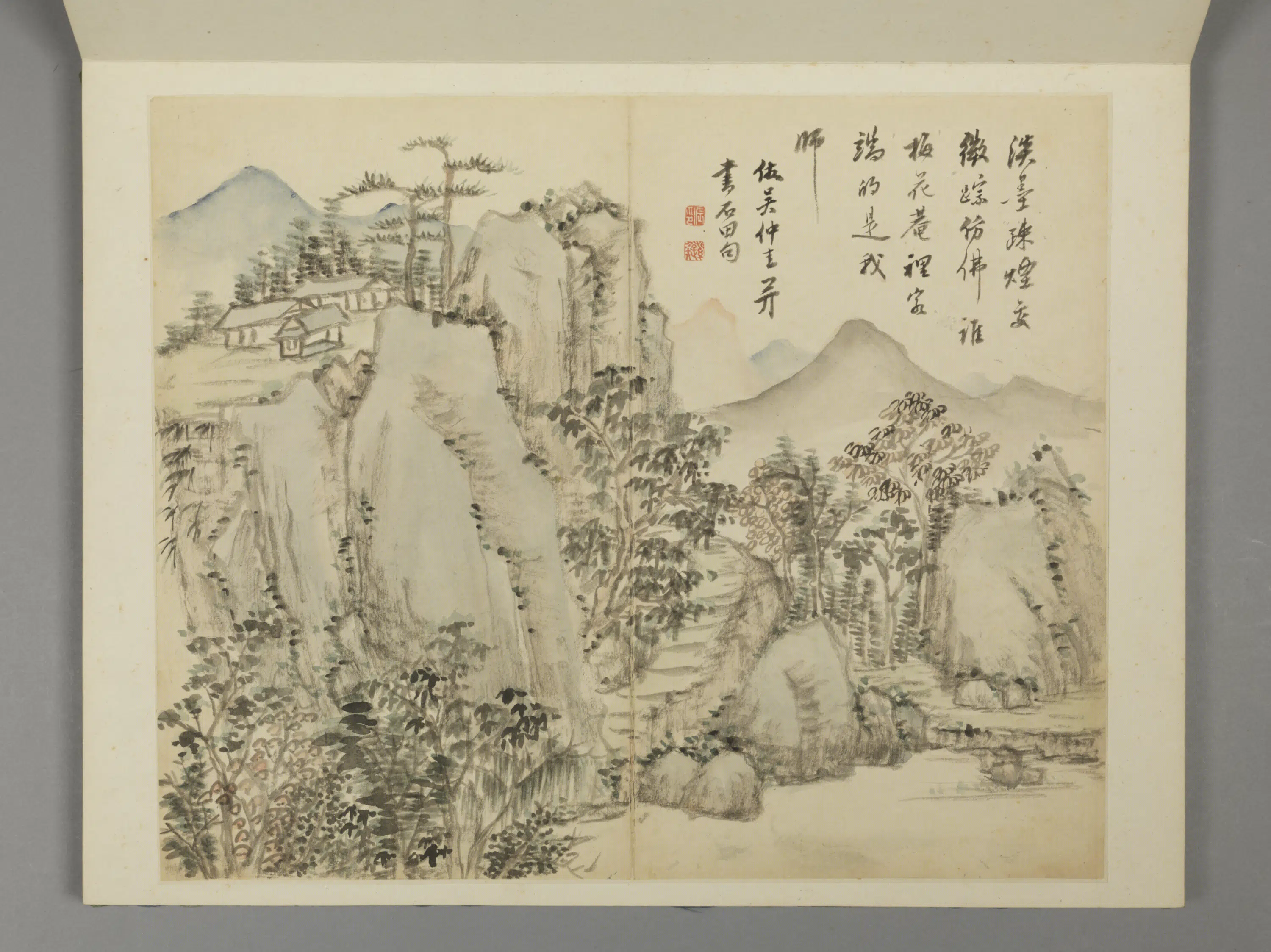 清代【王宸】《山水册－仿吴仲圭并书石田句》 第1张