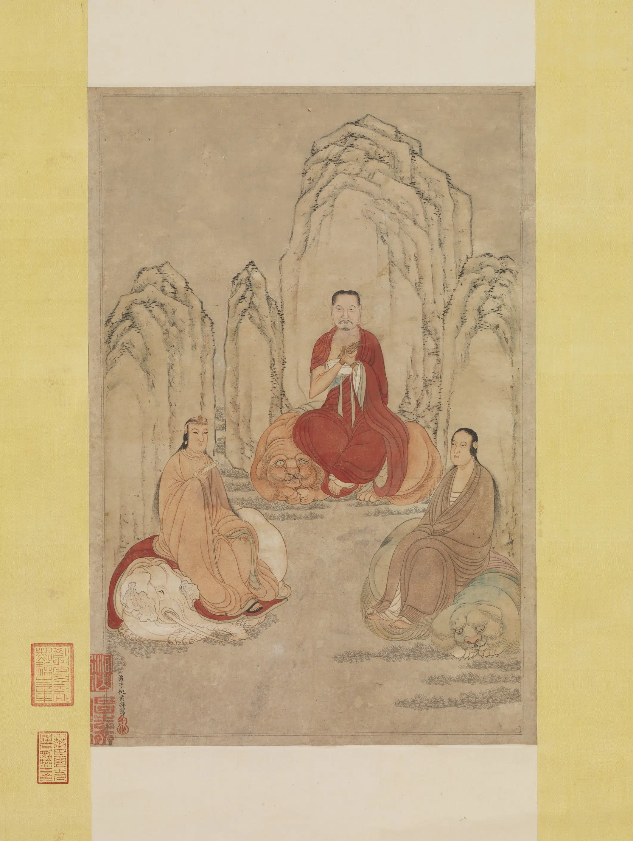 明朝【仇英】《画三大士像图轴》