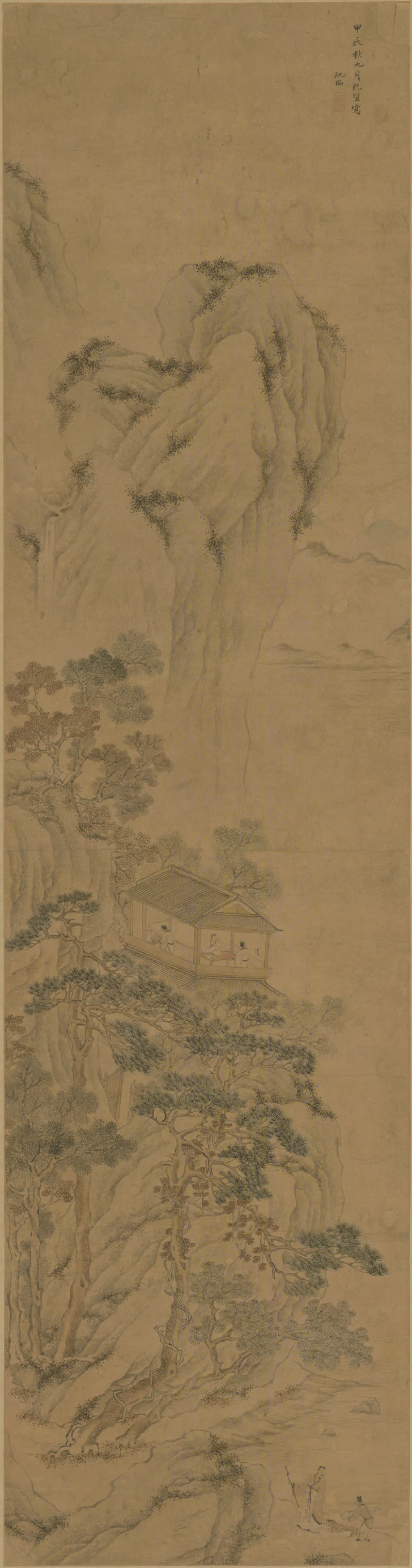 明朝【沈昭】《山水图轴》