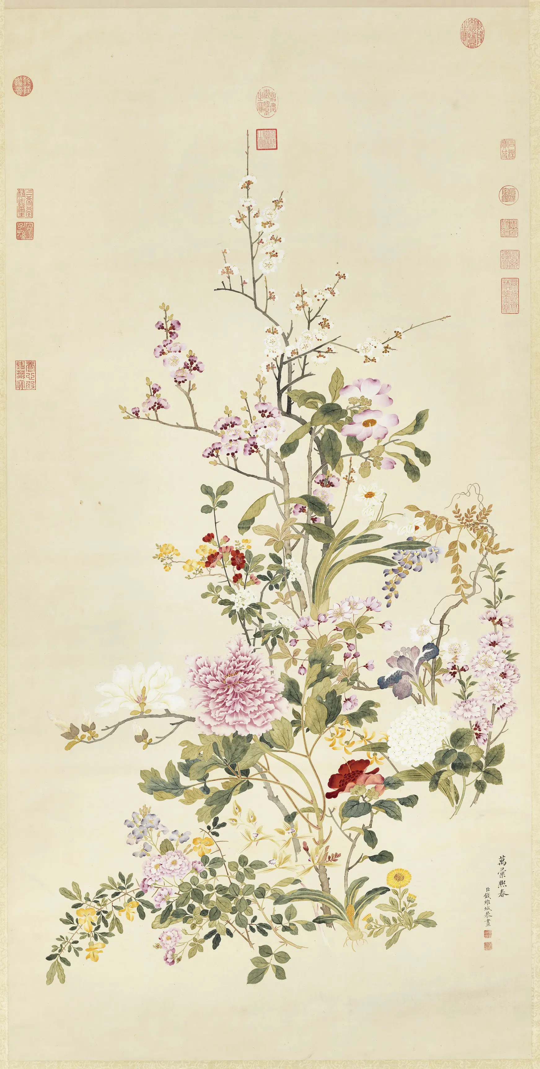 清代【钱维城】《画万汇熙春图轴》