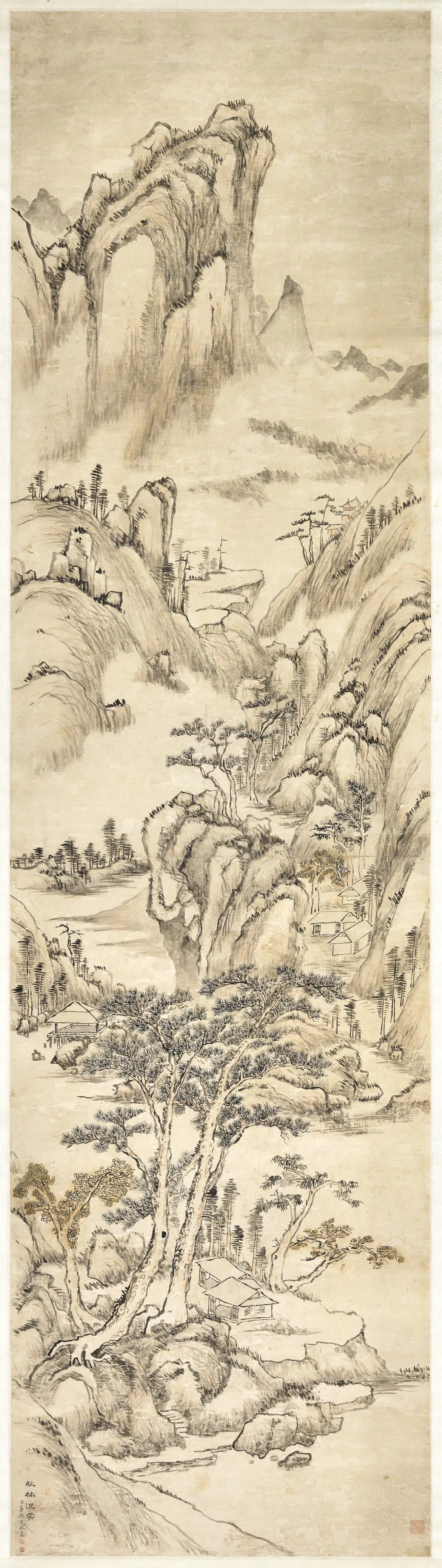 清代【董邦达】《秋林澄霁图轴》