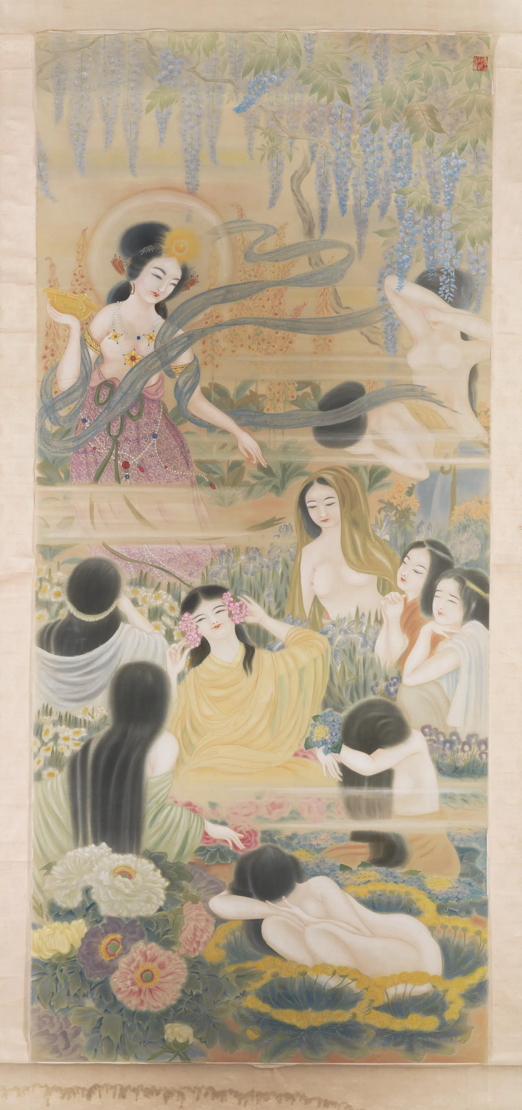 近现代【郑锦（郑褧裳）】《春神图轴》