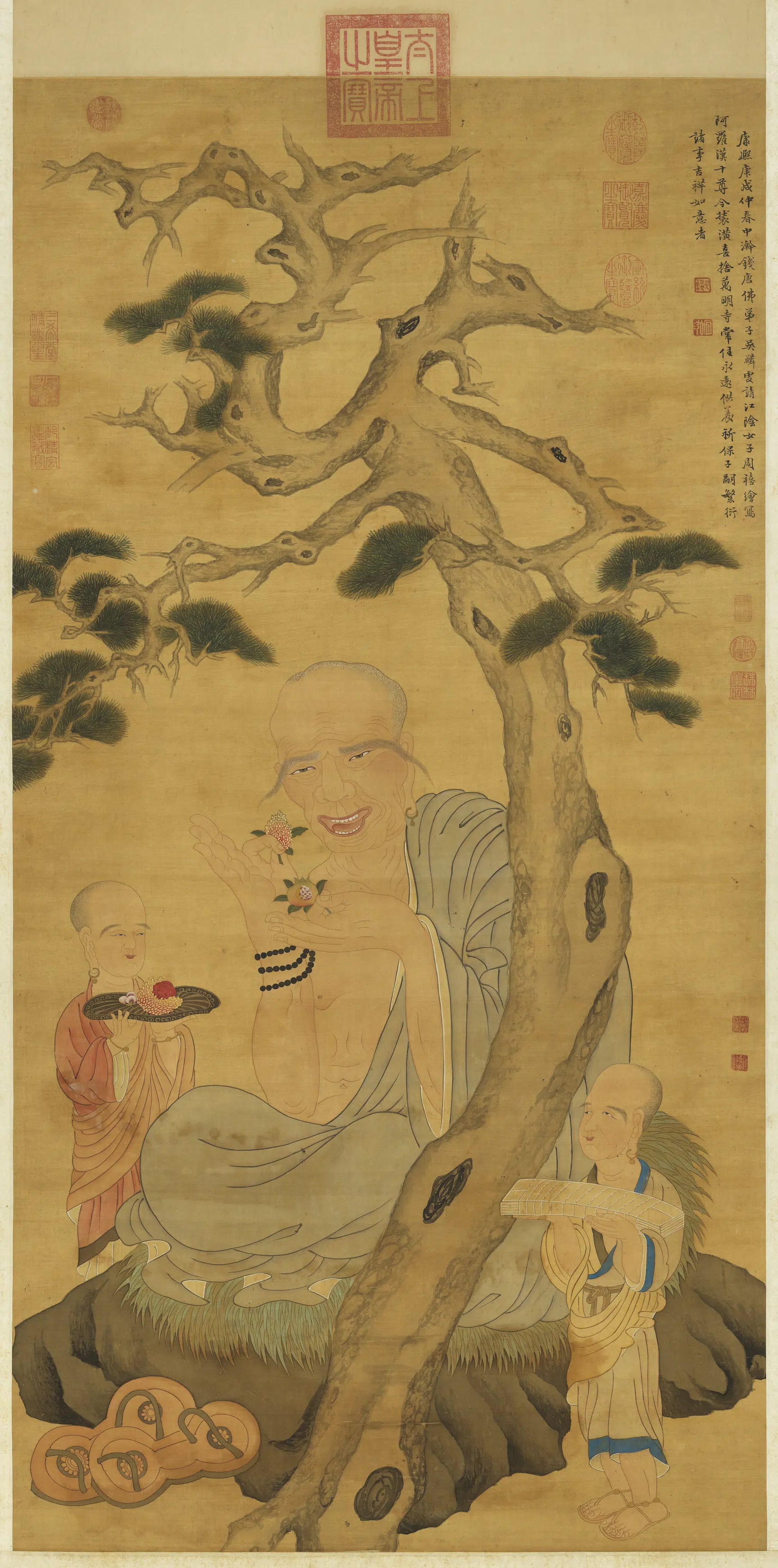 清代【周禧】《画罗汉（庚）图轴》