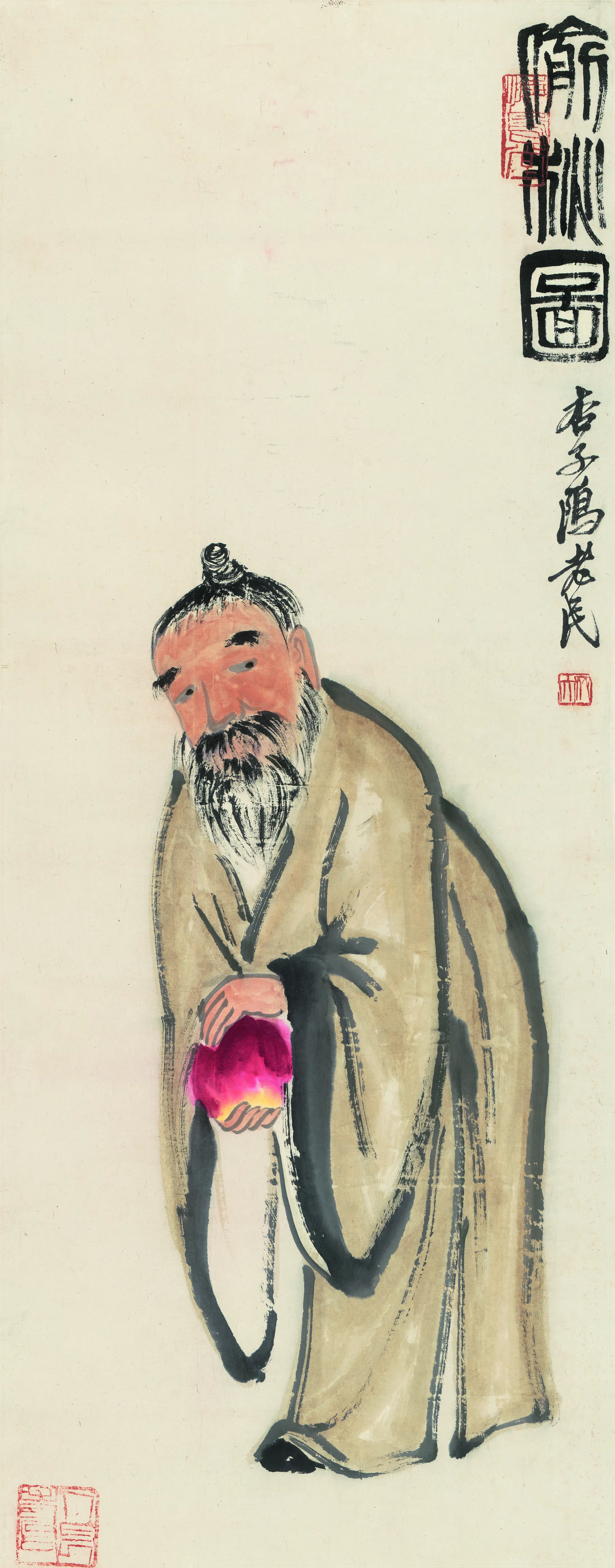 近现代【齐白石】《偷桃图》