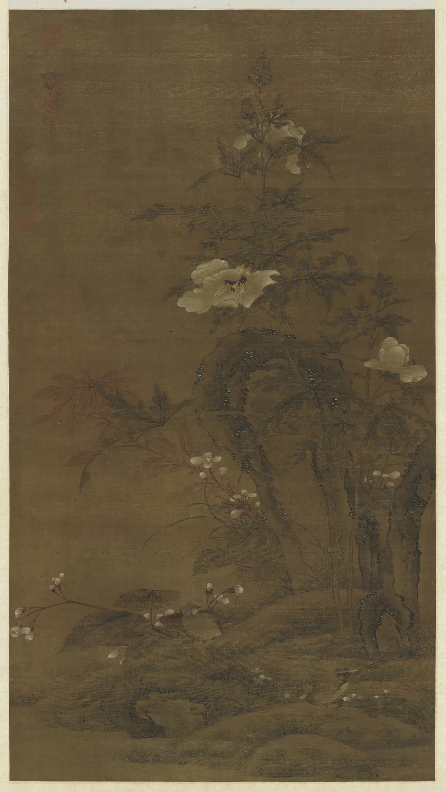 元代《元人秋花鹡鸰图轴》