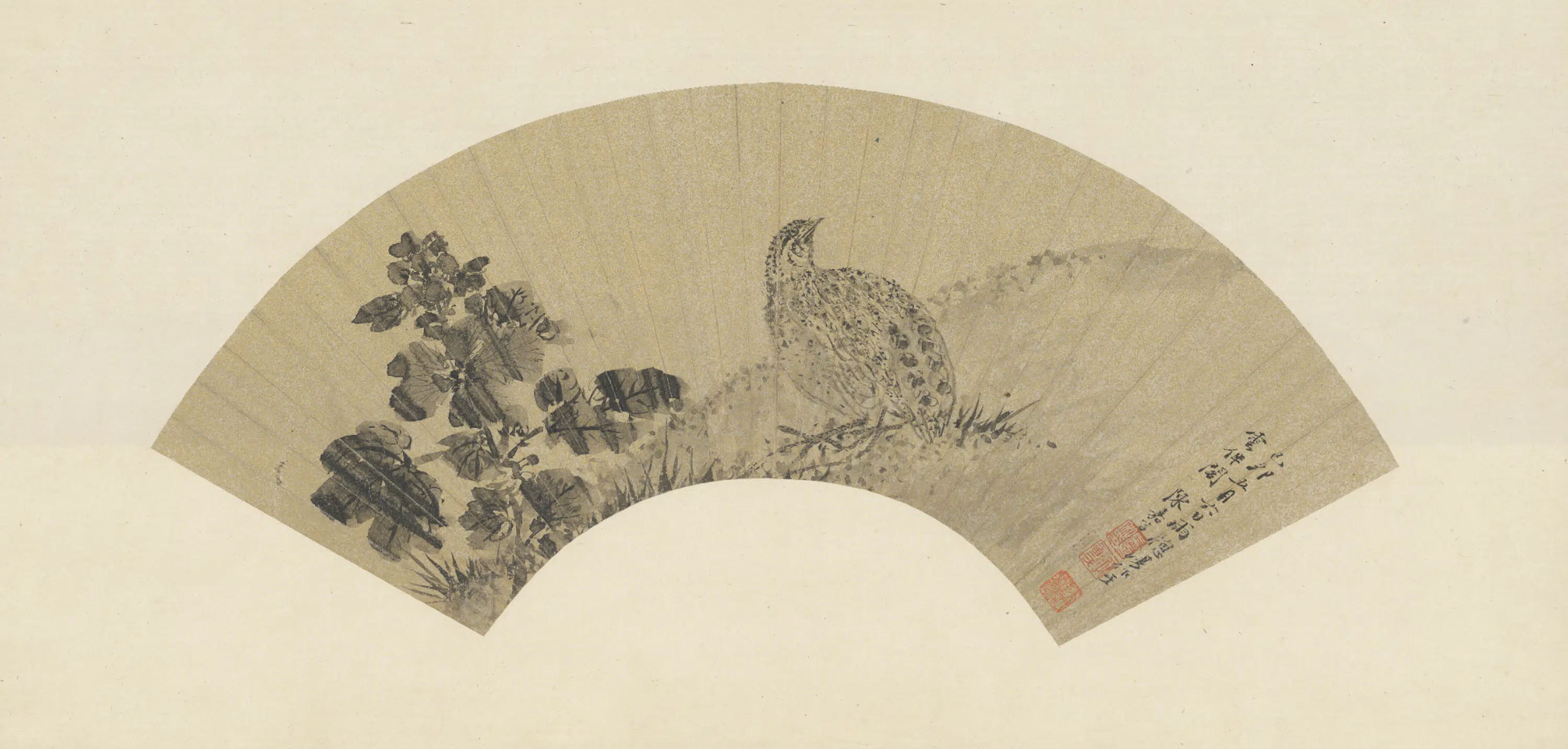 明朝【陈嘉言】《花鸟扇页》