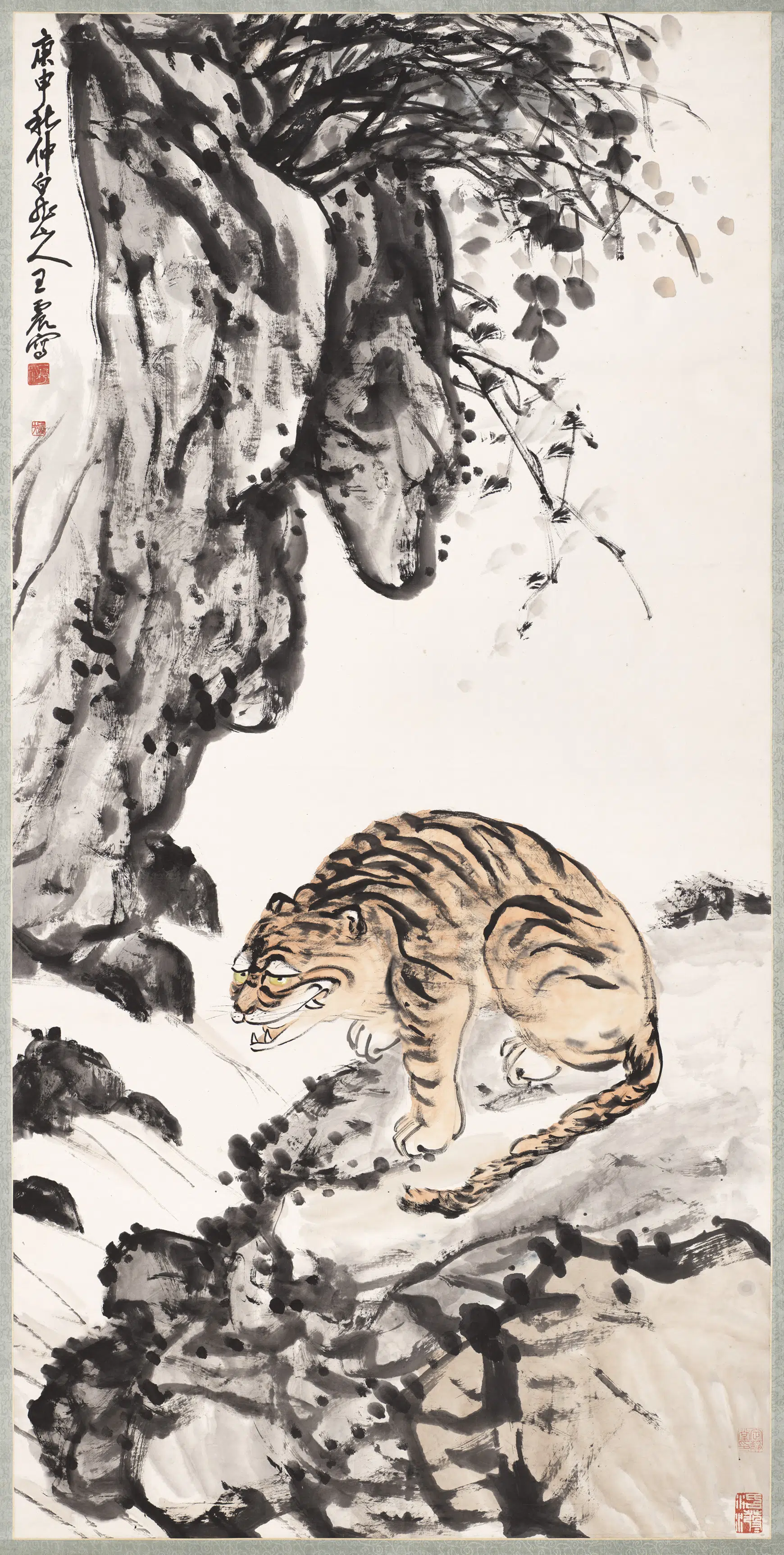 清代【王震】《猛虎图轴》