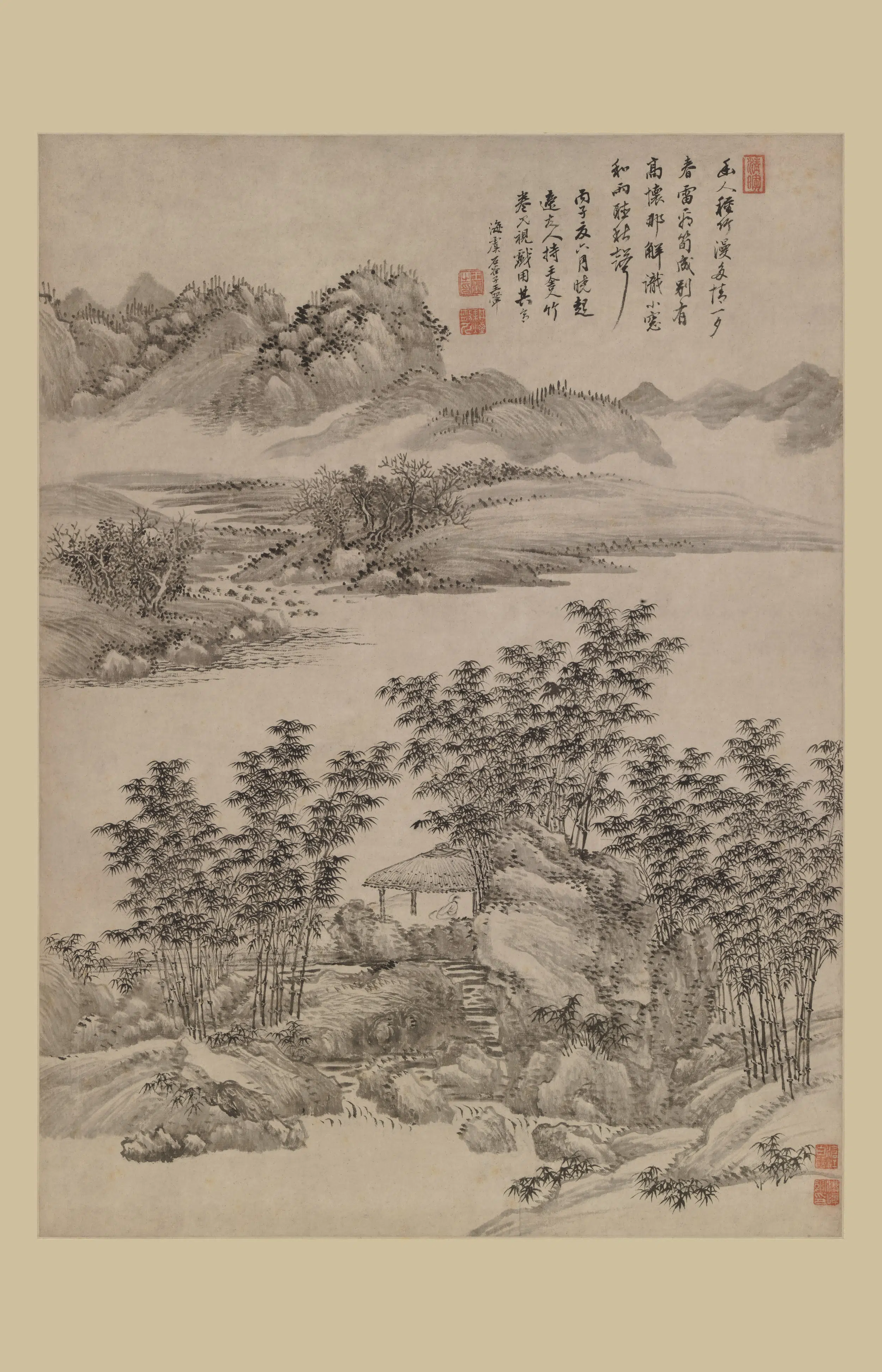 清代【王翚】《竹亭清远图轴》