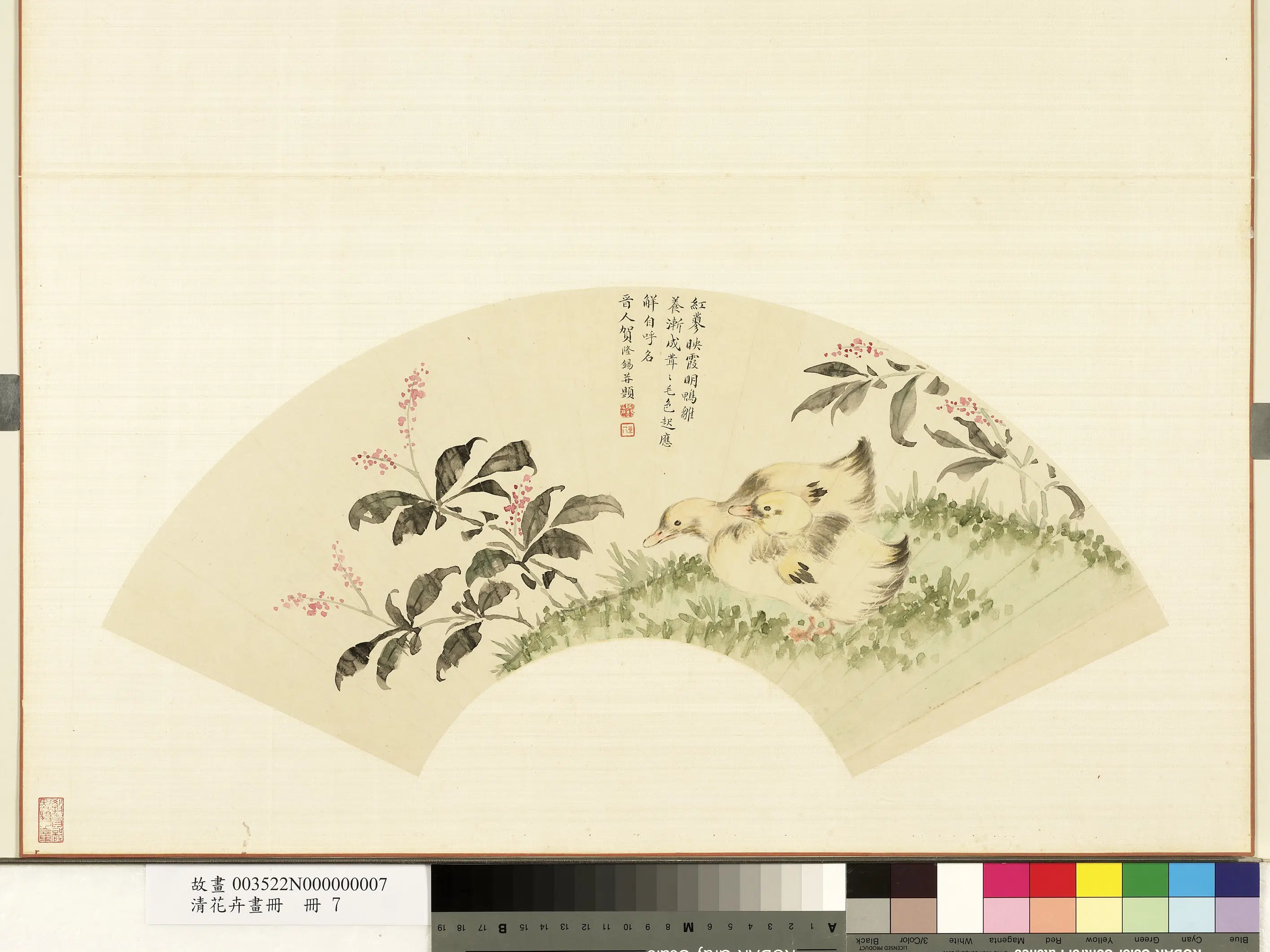 民国【贺隆锡】《花卉画册-贺隆锡红蓼鸭雏》 第1张