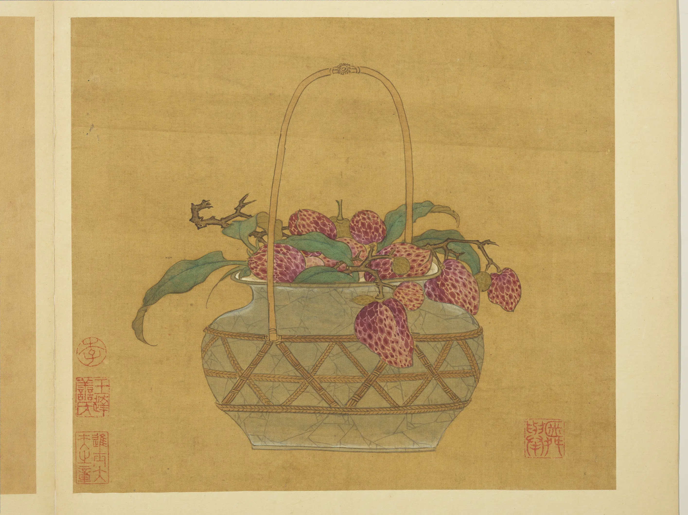 宋-元朝【钱选】《画花篮图册-荔枝》