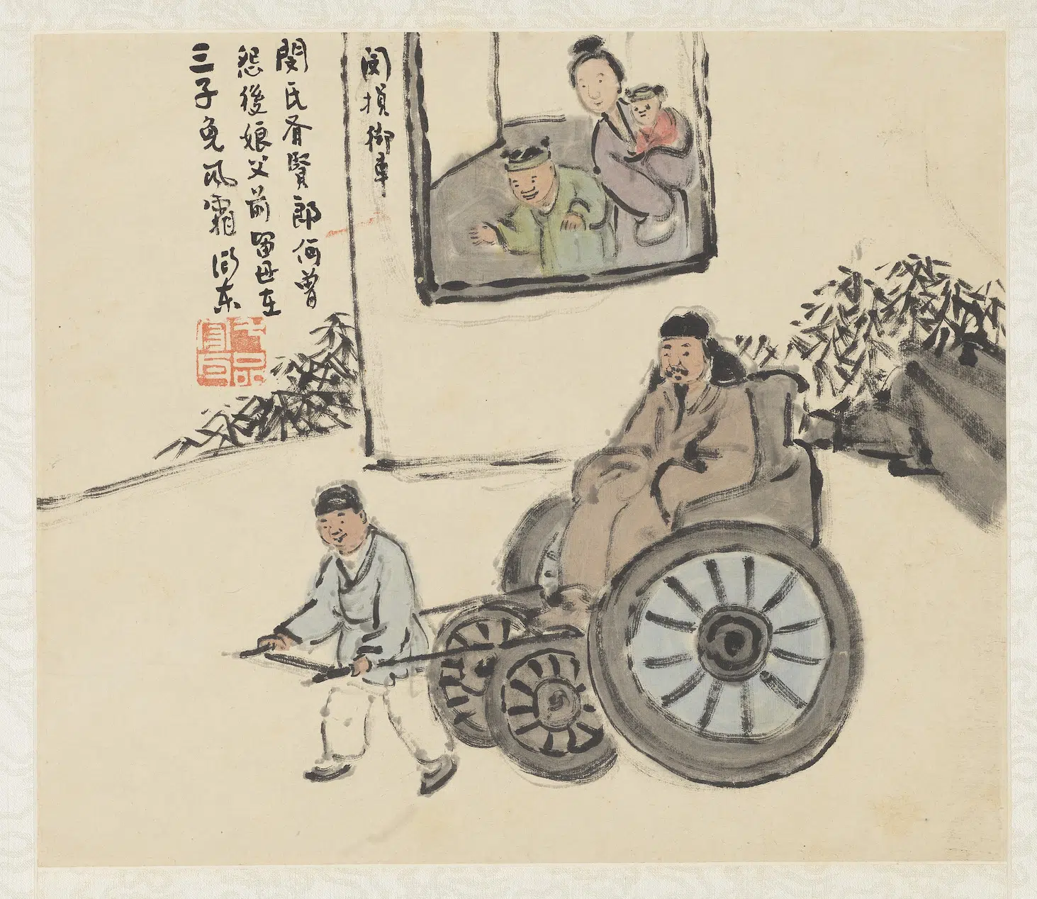 清代【曾衍东】《二十四孝八屏图轴-单衣顺母》