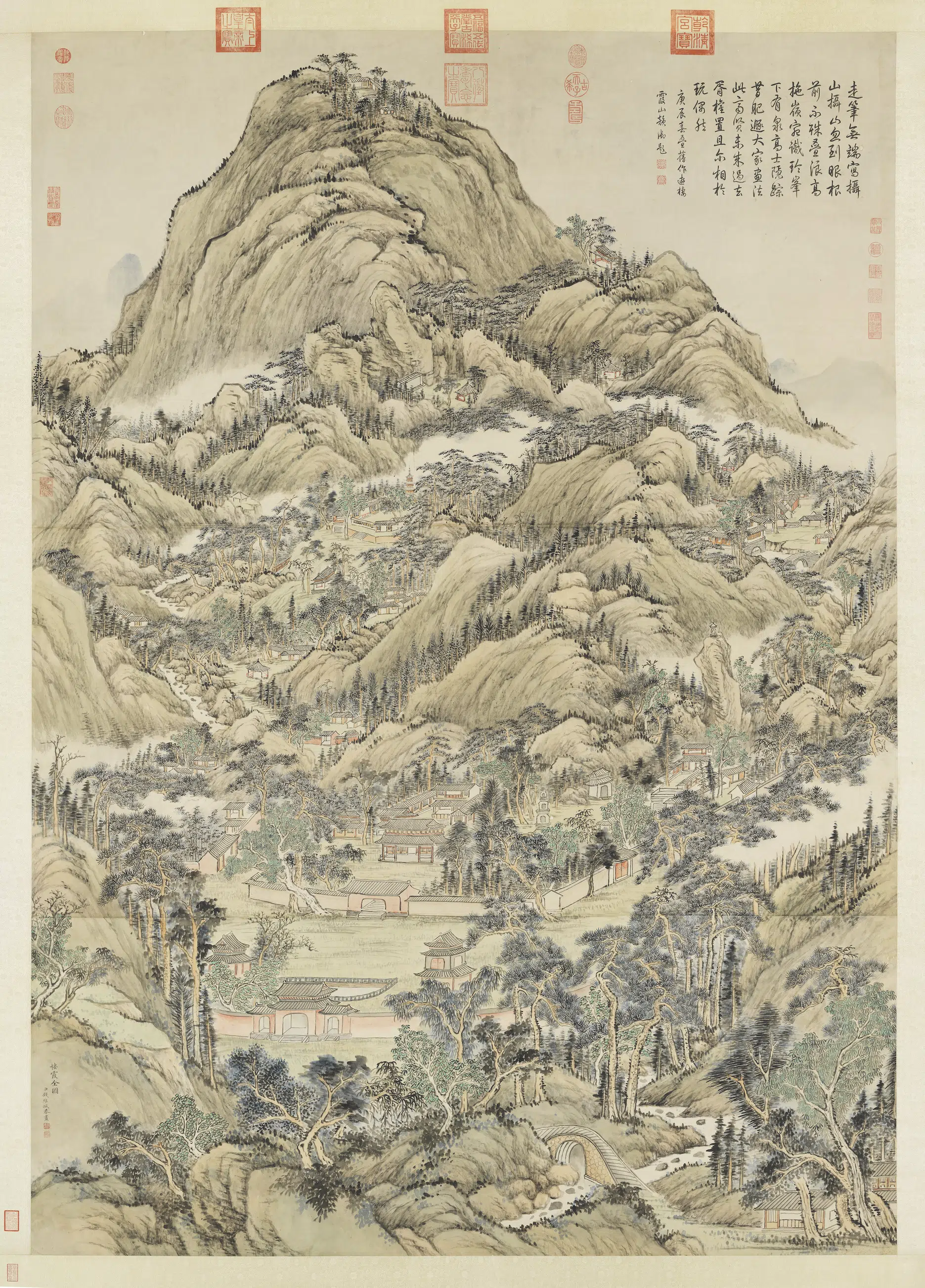 清代【钱维城】《栖霞全图轴》