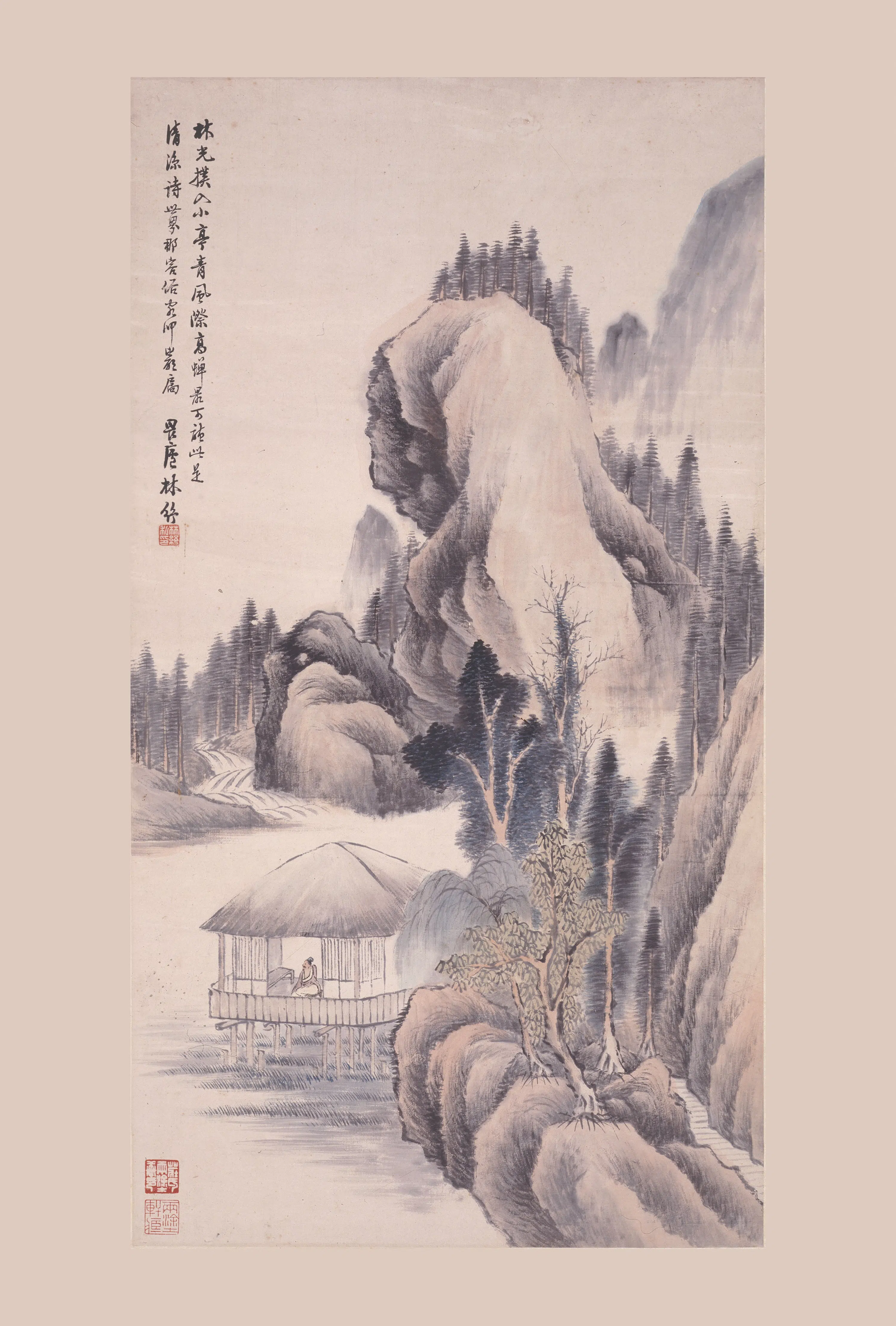 清代【林纾】《小亭青风图轴》