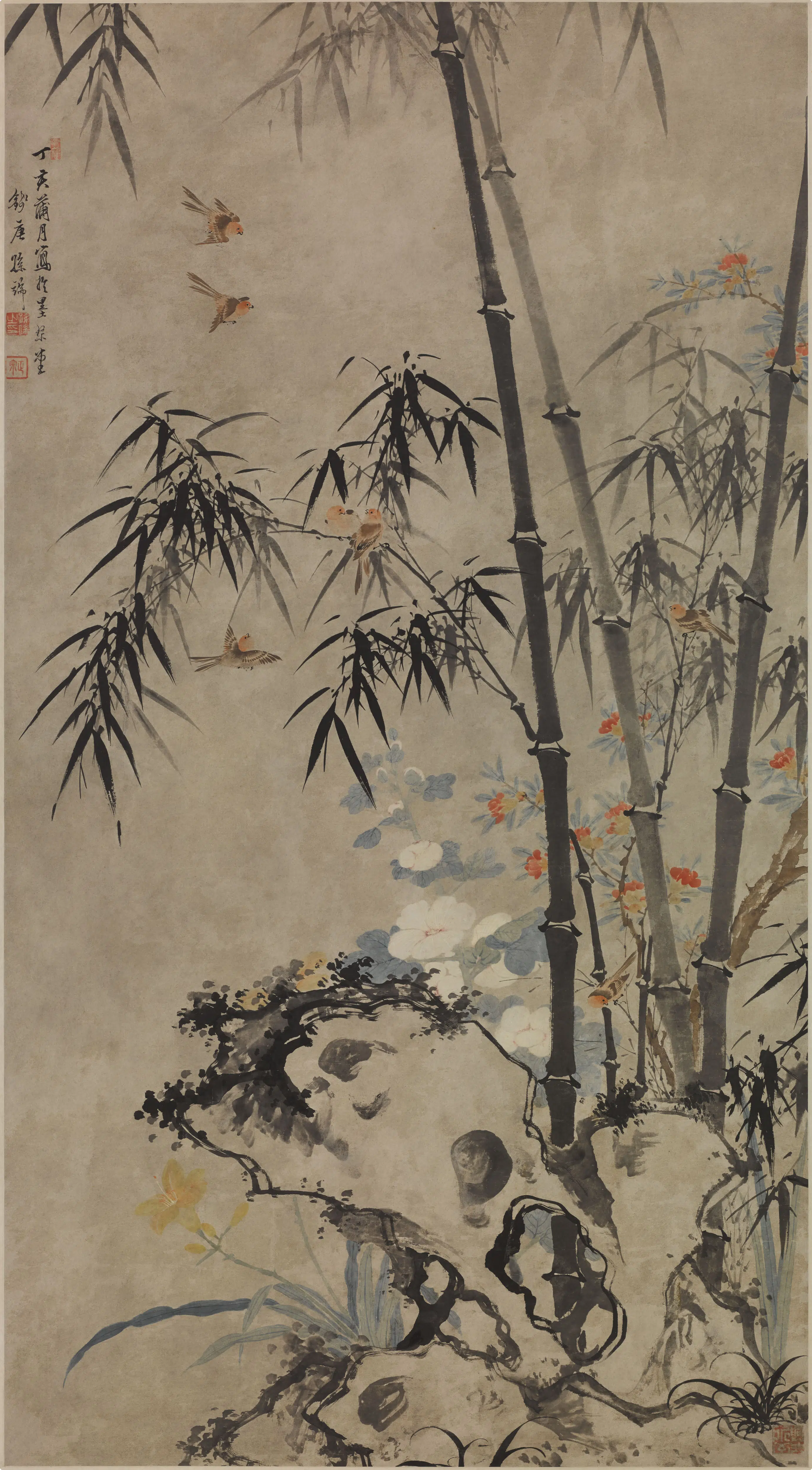 清代【孙端】《花鸟图轴》