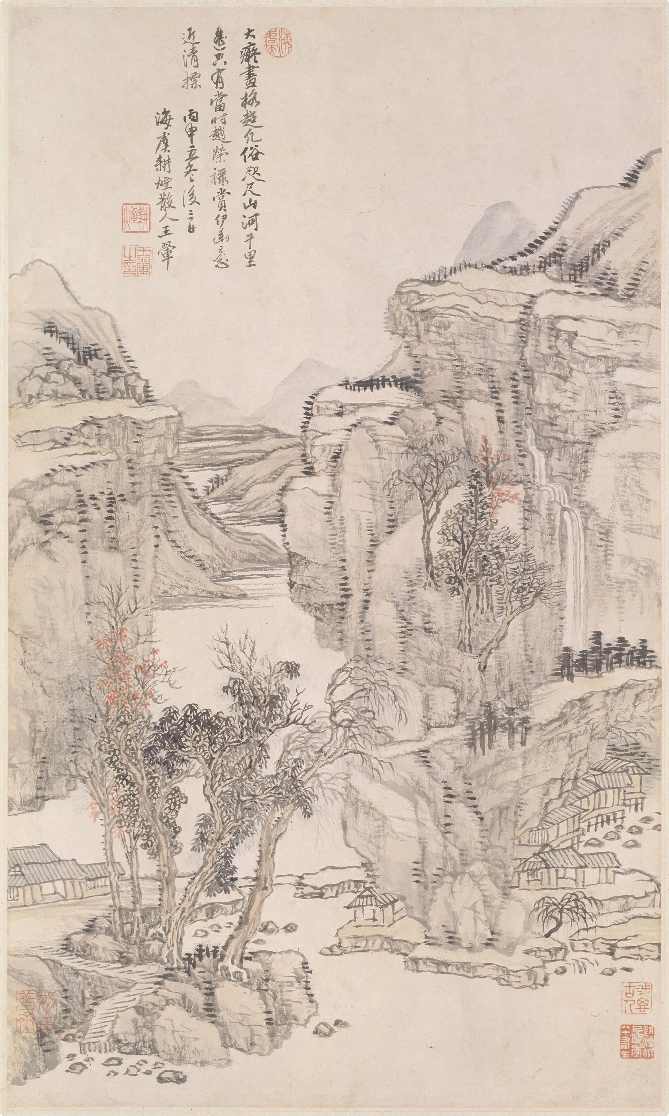 清代【王翚】《仿大痴山水轴》