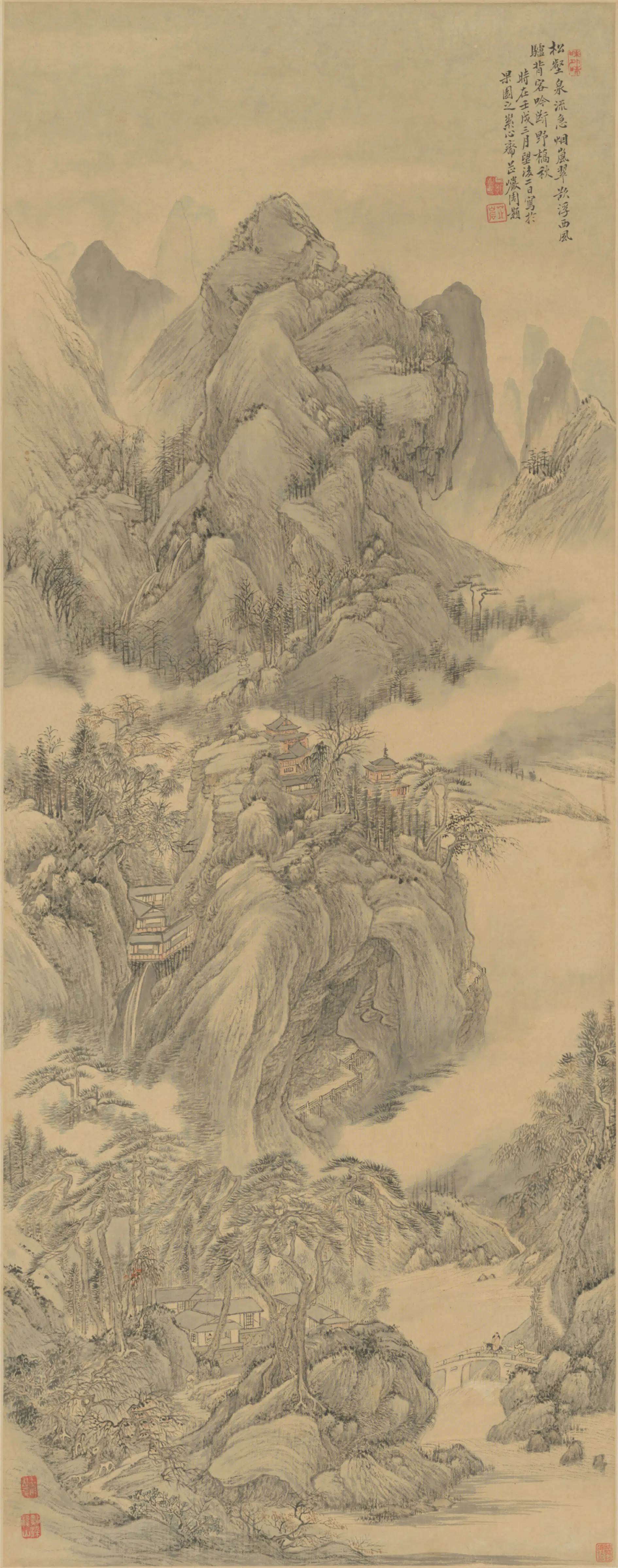 清代【周颢】《山水轴》 第1张
