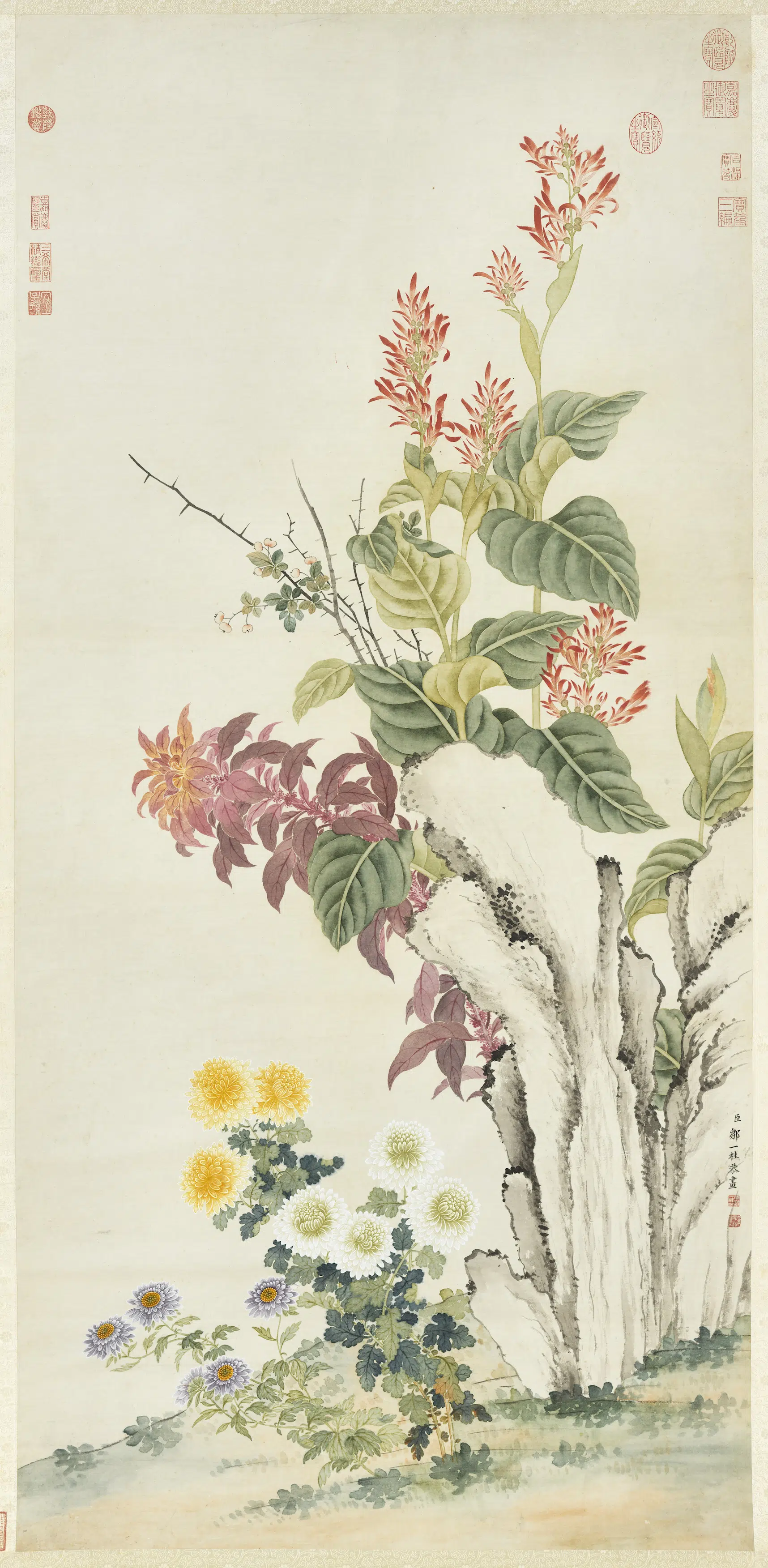 清代【邹一桂】《画秋英呈艳图轴》 第1张 清代【邹一桂】《画秋英呈艳图轴》 第1张