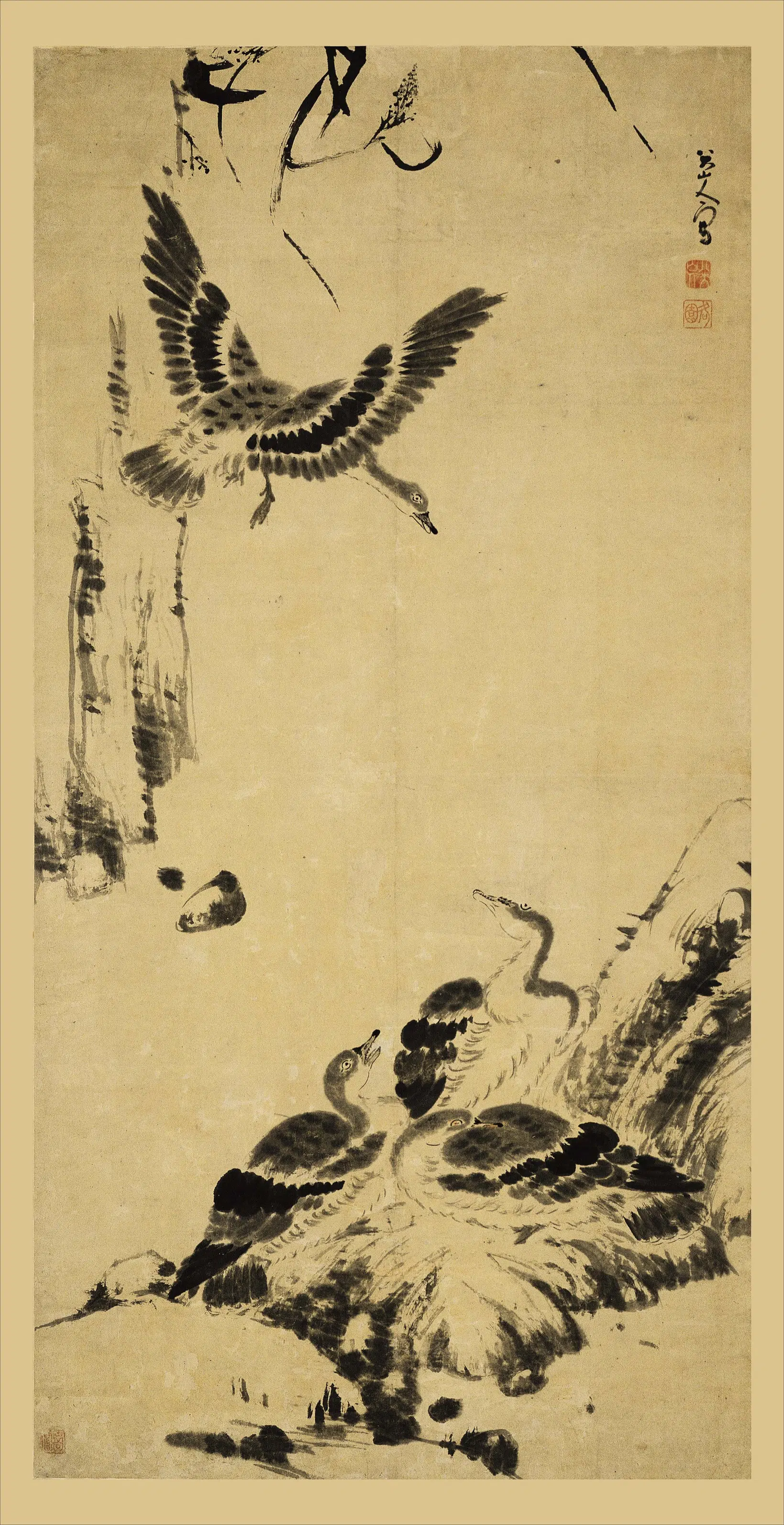 清代【朱耷】《芦雁图轴-2》