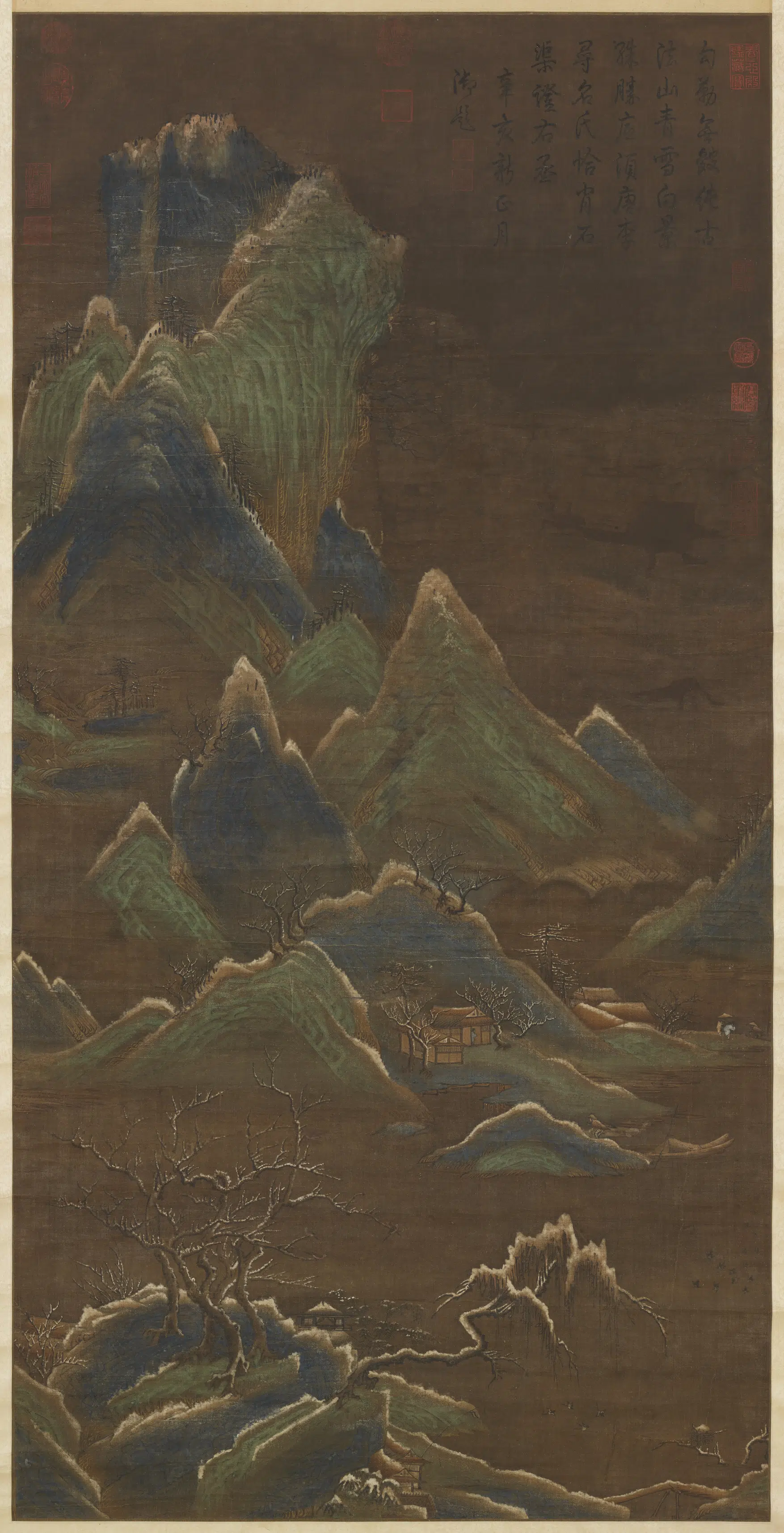 唐朝《唐人画雪景图轴》 第1张