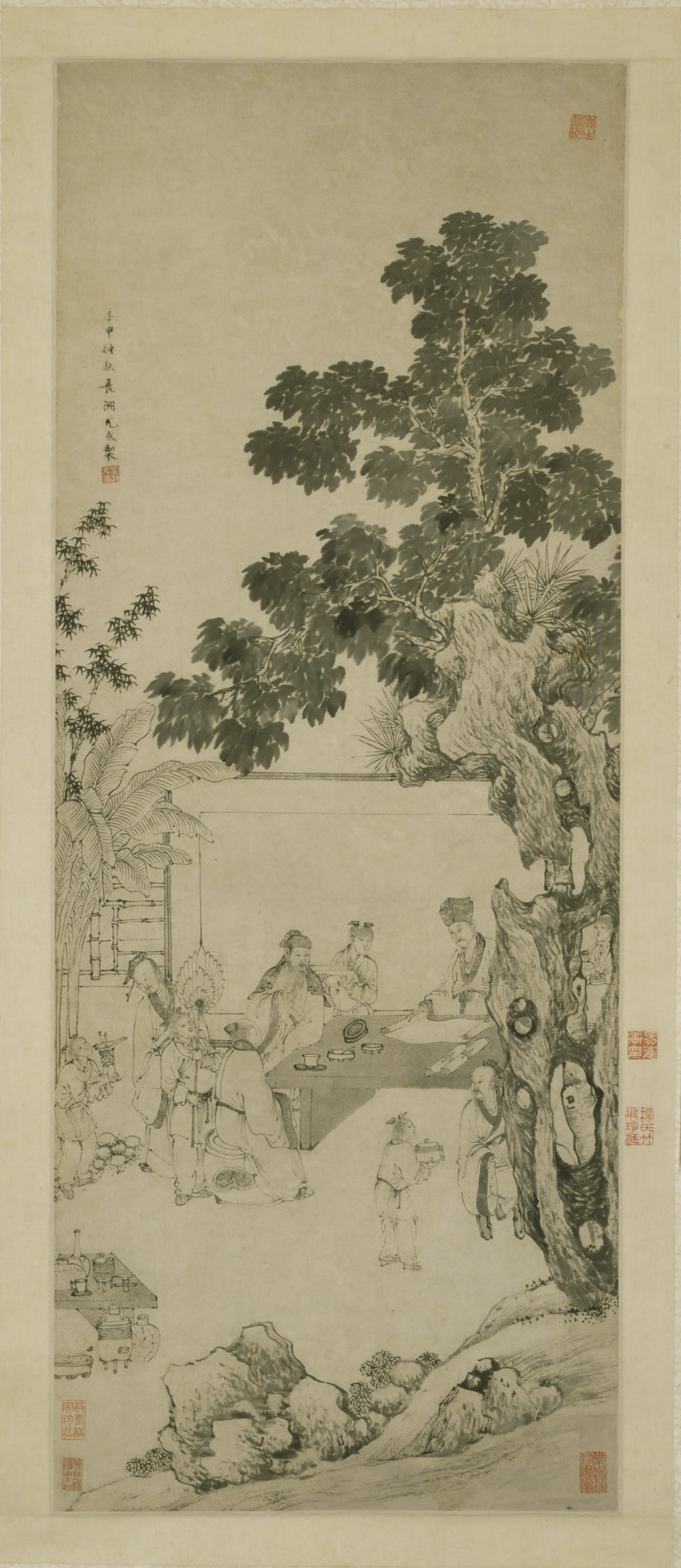 明朝【尤求】《品古图轴》