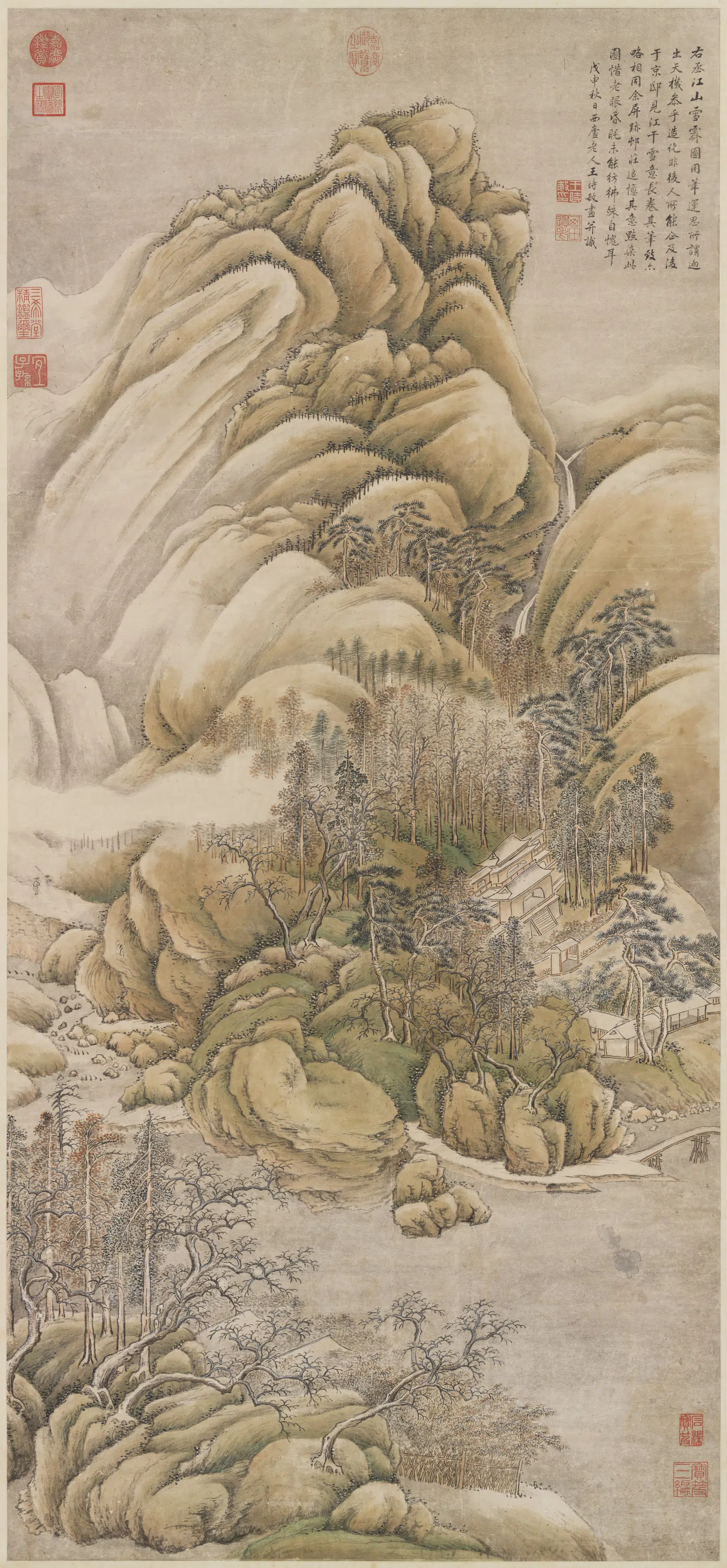 清朝【王时敏】《仿王维江山雪霁图轴》