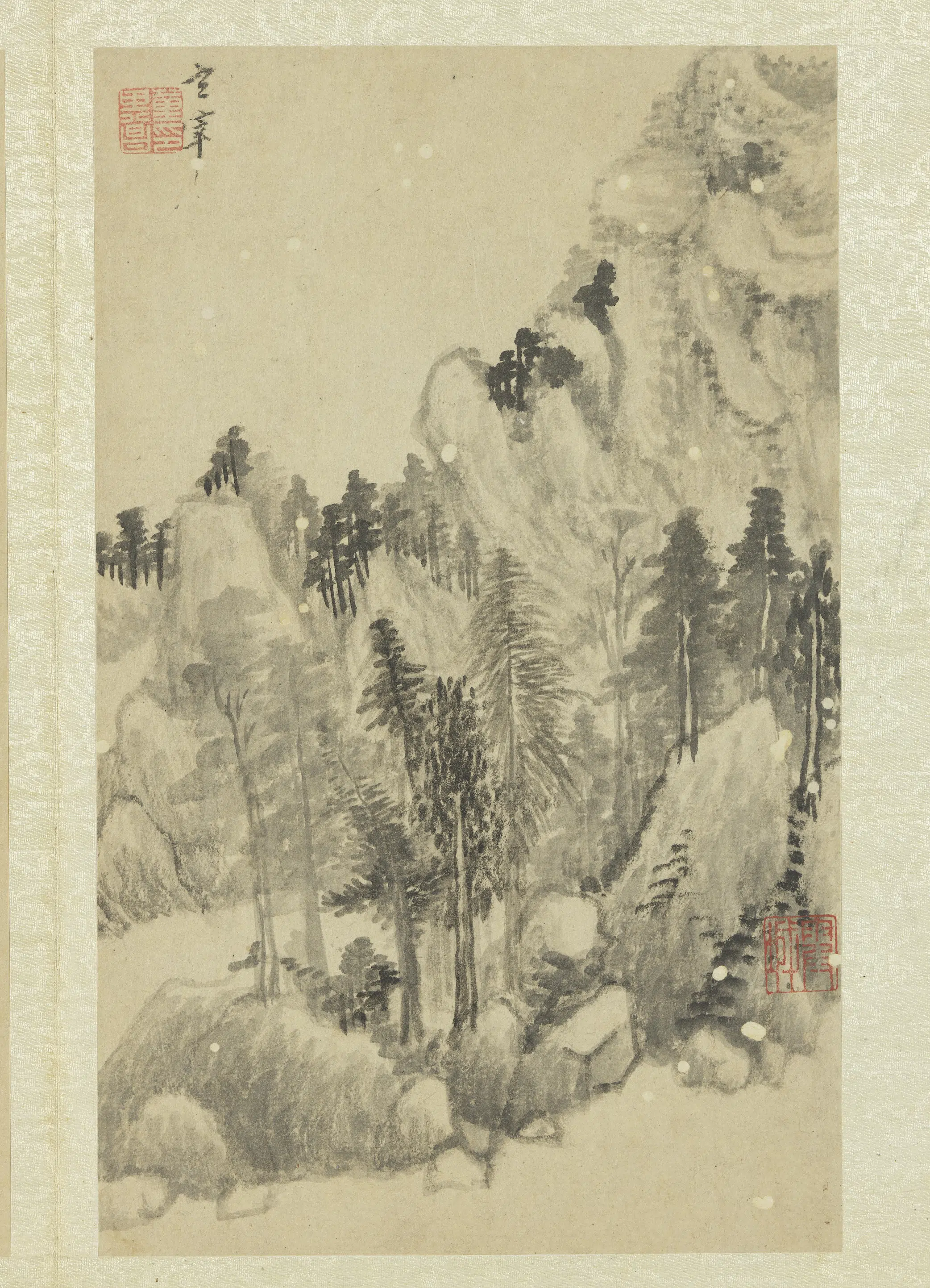 明代【董其昌】《画舟行十景册-杉木依翠》