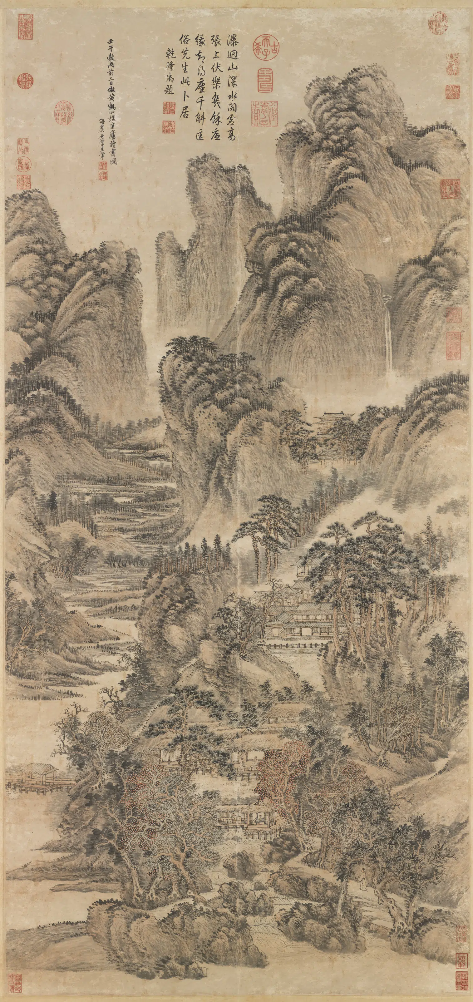 清代【王翚】《匡庐读书图轴》