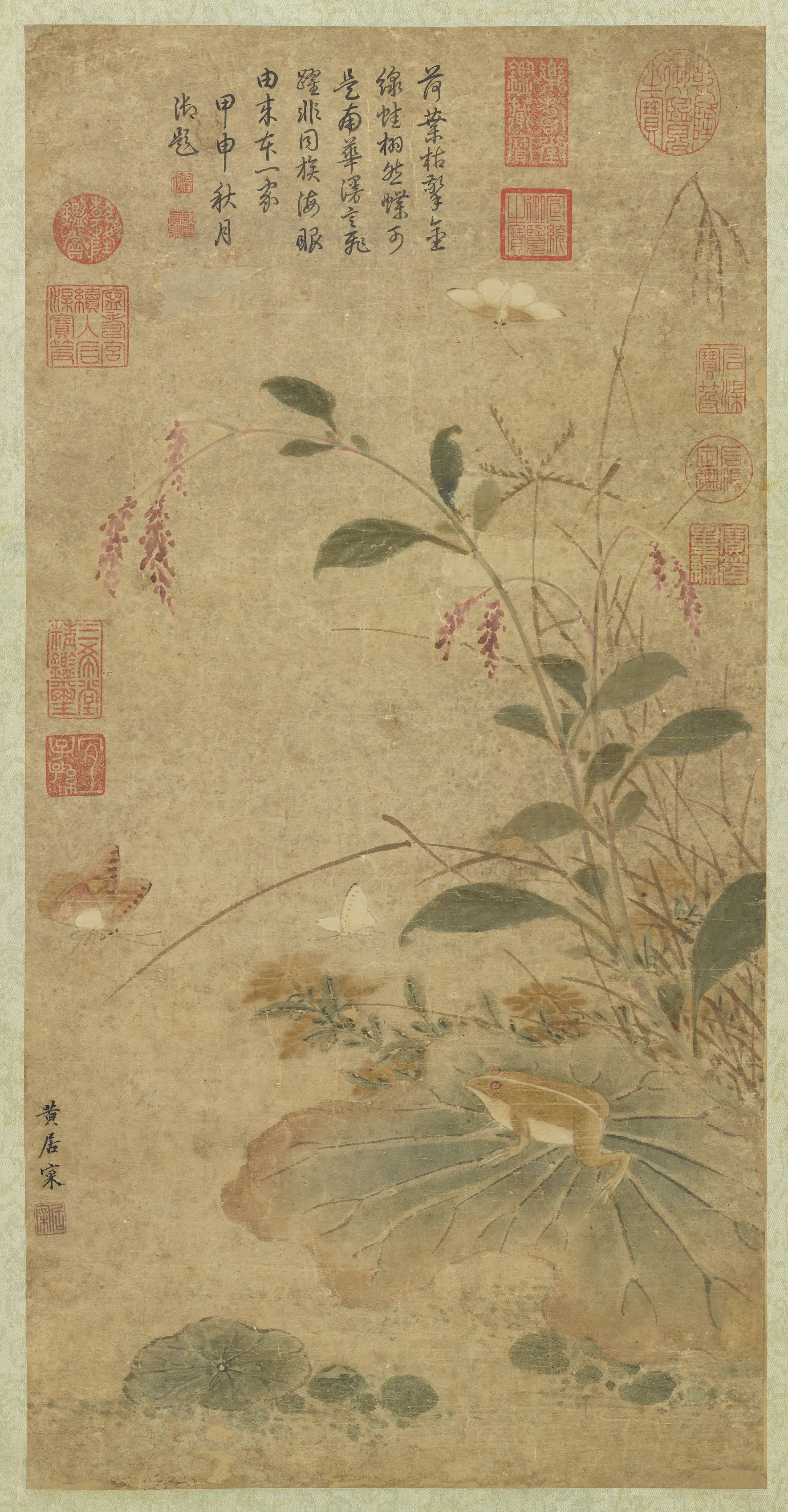 北宋【黄居寀】《蛤子蝴蝶图轴》